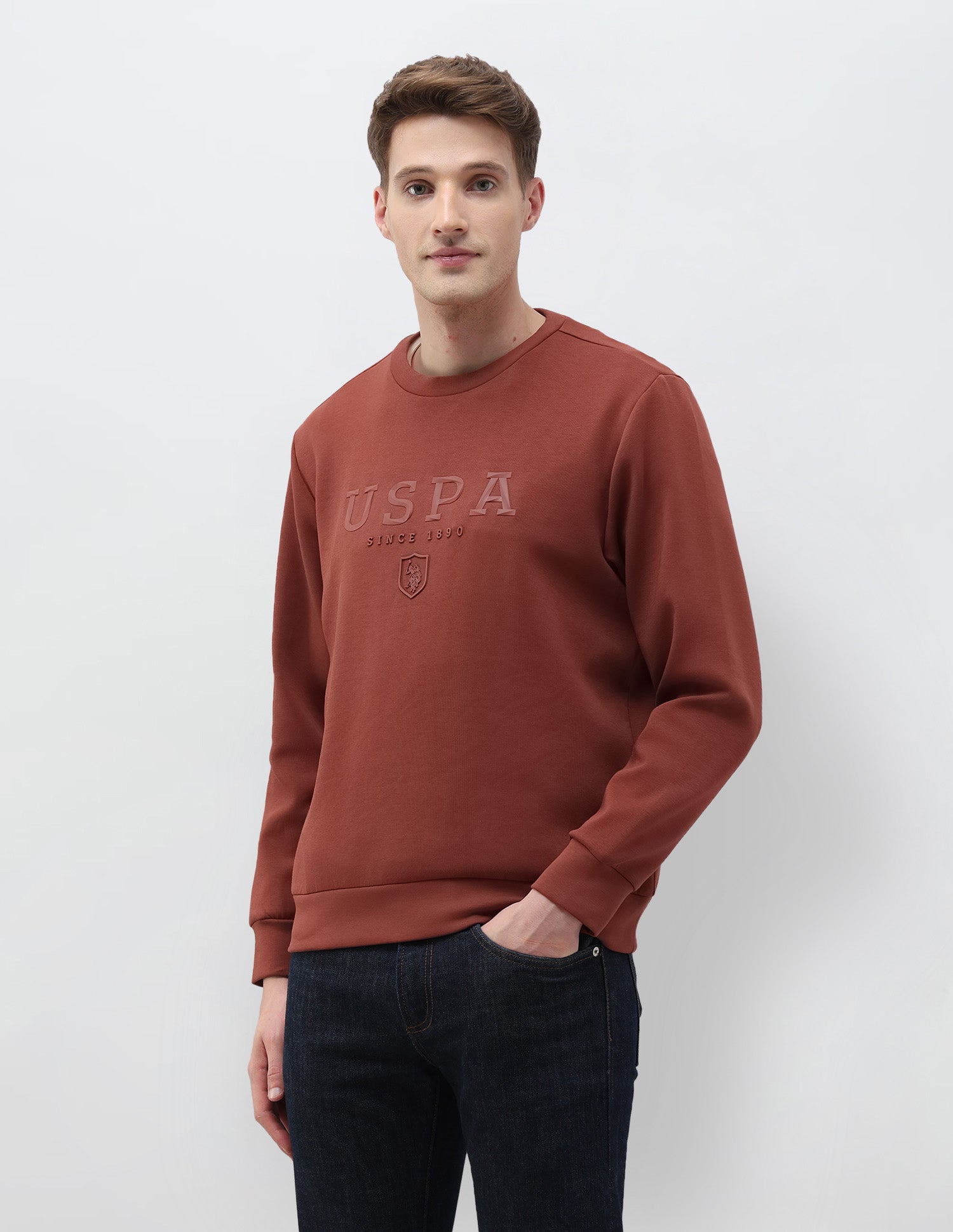 Brand Embossed Regular Fit Sweatshirt Rust - U.S. POLO ASSN. | Large