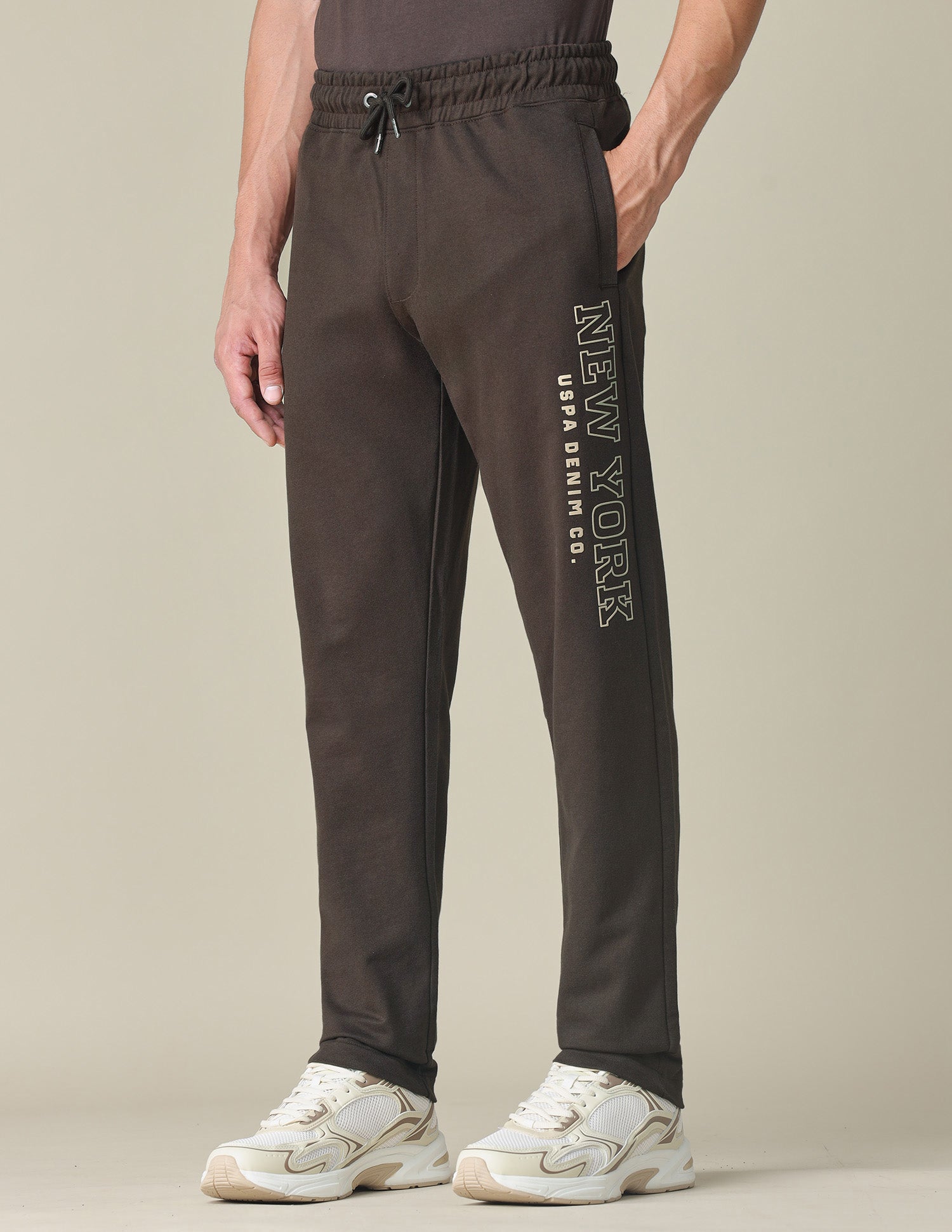 Brand Embossed Regular Fit Track Pants Brown - U.S. POLO ASSN. | Large