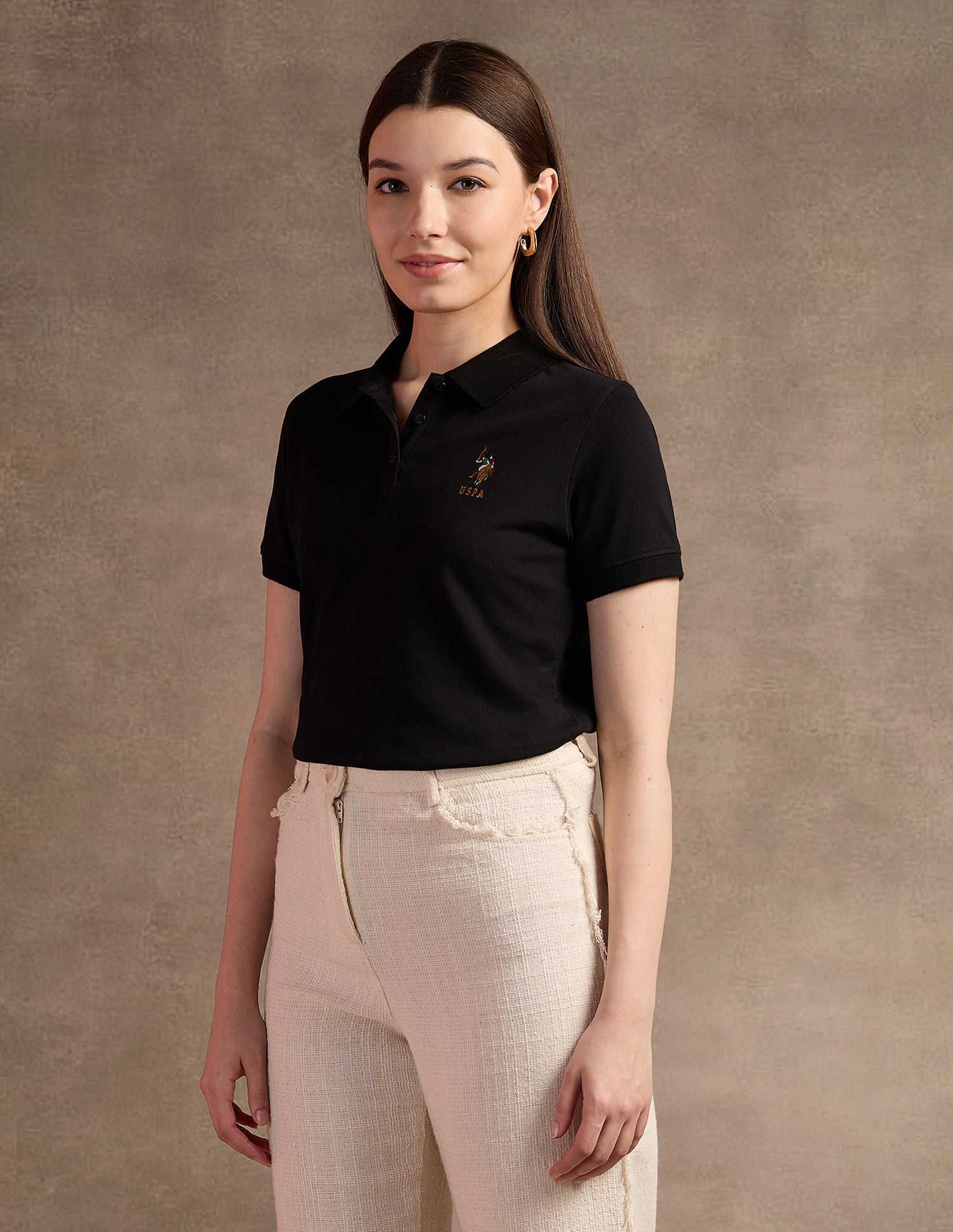 Embroidered Logo Solid Polo Shirt Black - U.S. POLO ASSN. | Large