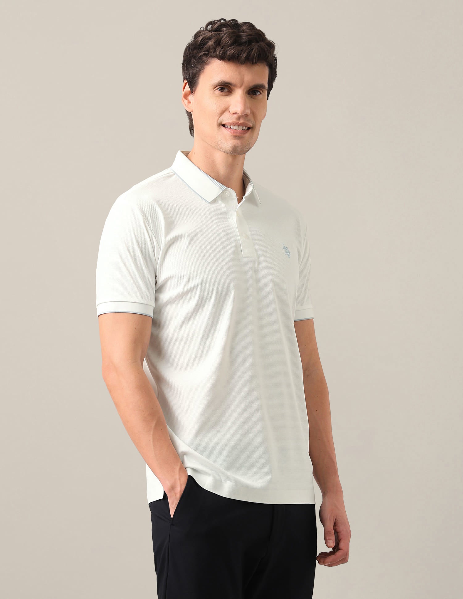 Solid Slim Fit Polo Shirt White - U.S. Polo Assn. India | Large