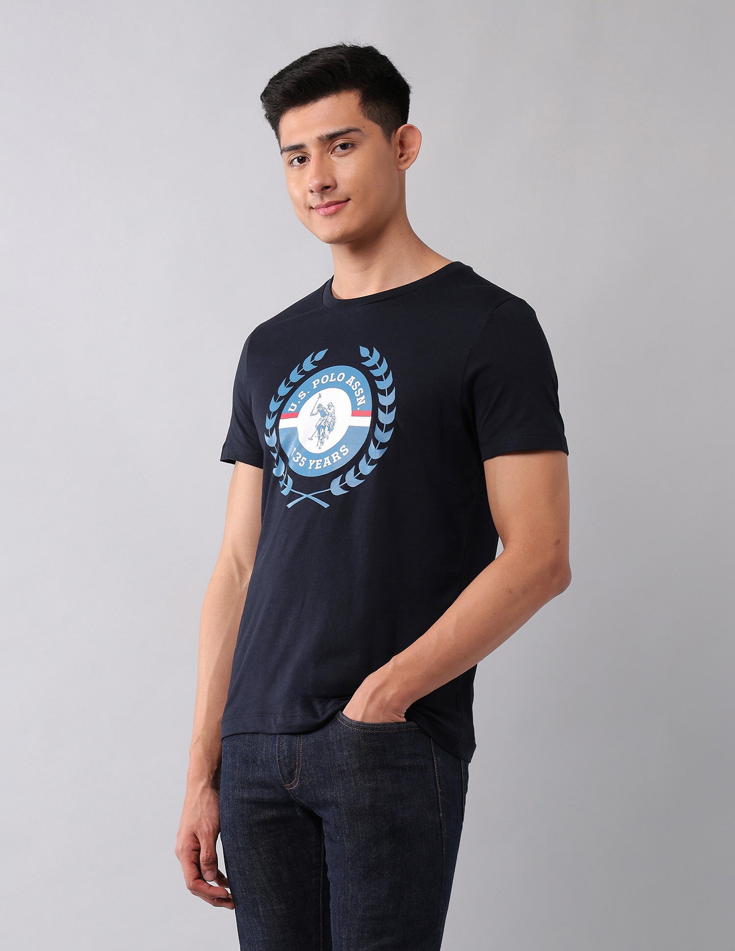 Pure Cotton Brand Printed T-Shirt Navy - U.S. Polo Assn. India | Large