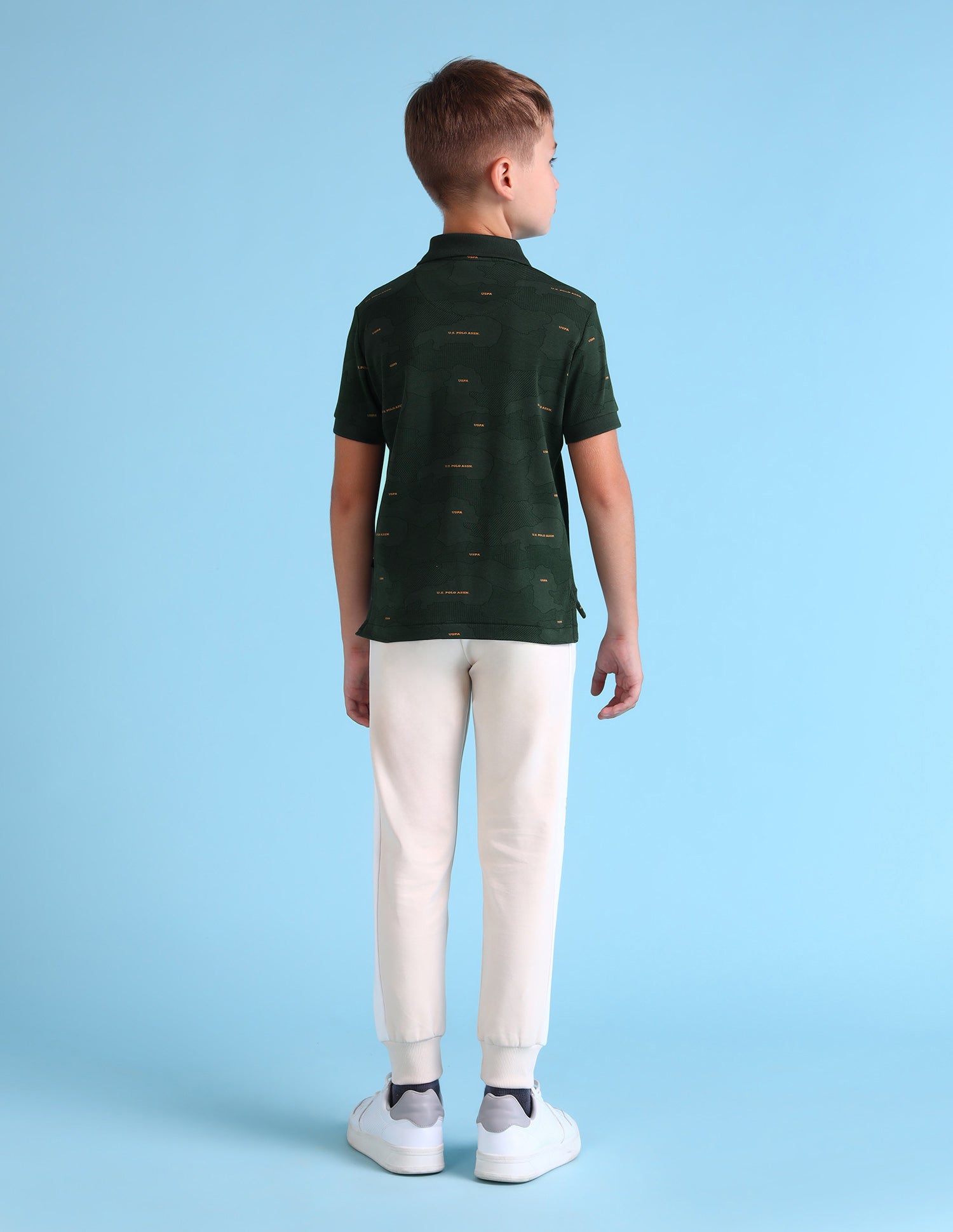 Boys Abstract Printed Regular Fit T-Shirt Kombu Green - U.S. POLO ASSN. | Large