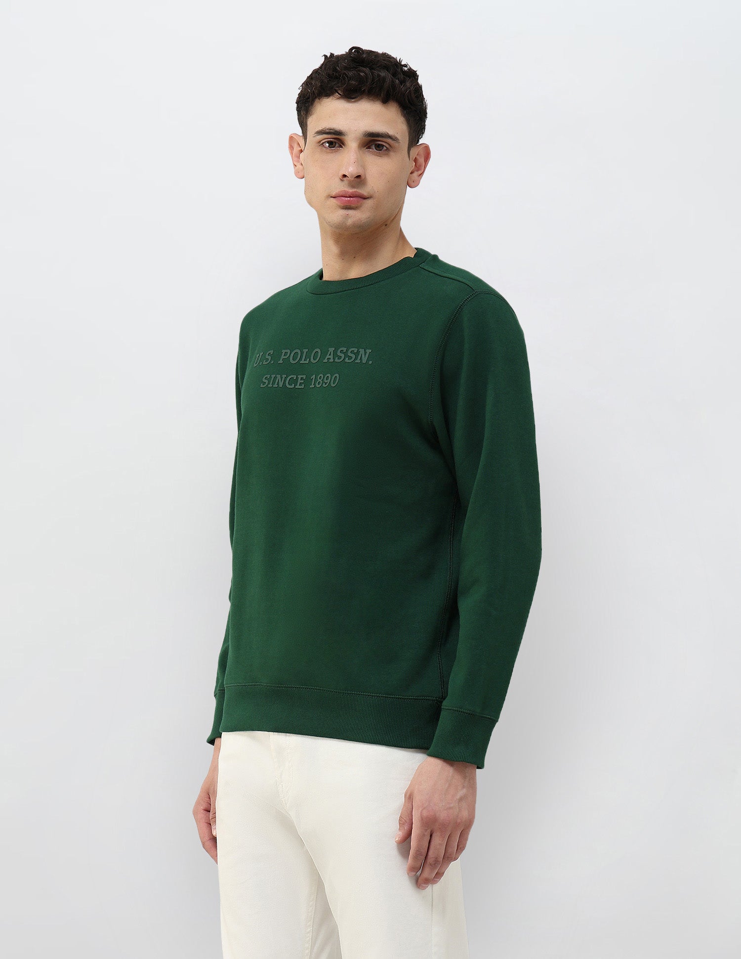 Brand Embossed Regular Fit Sweatshirt Dark Green - U.S. POLO ASSN. | Large