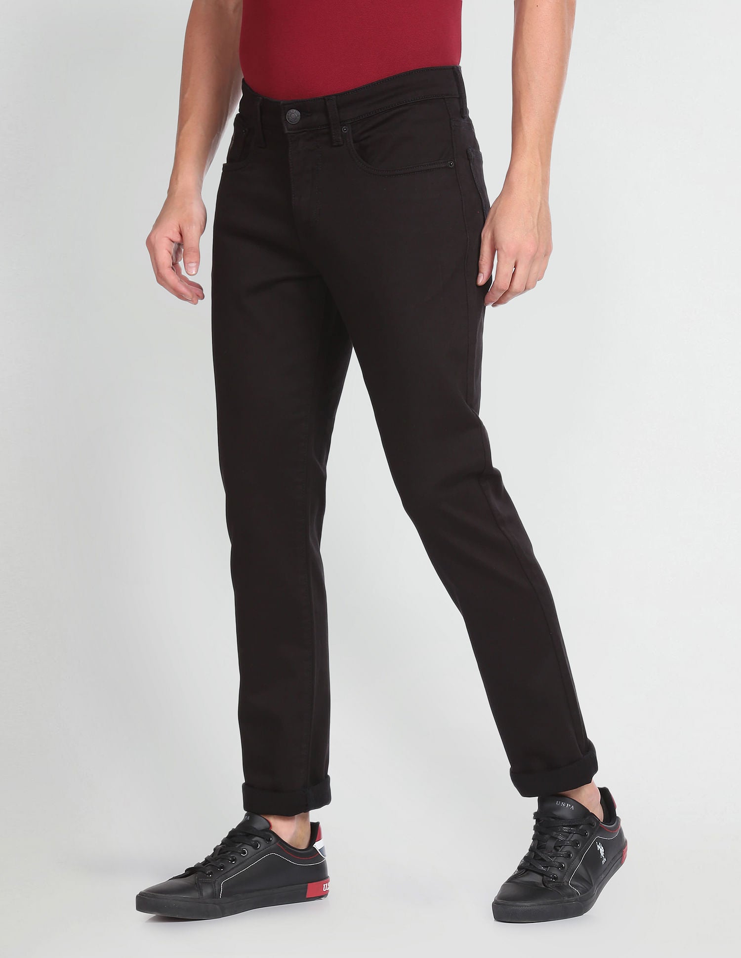 Mid Rise Brandon Slim Tapered Jeans Black - U.S. POLO ASSN. | Large