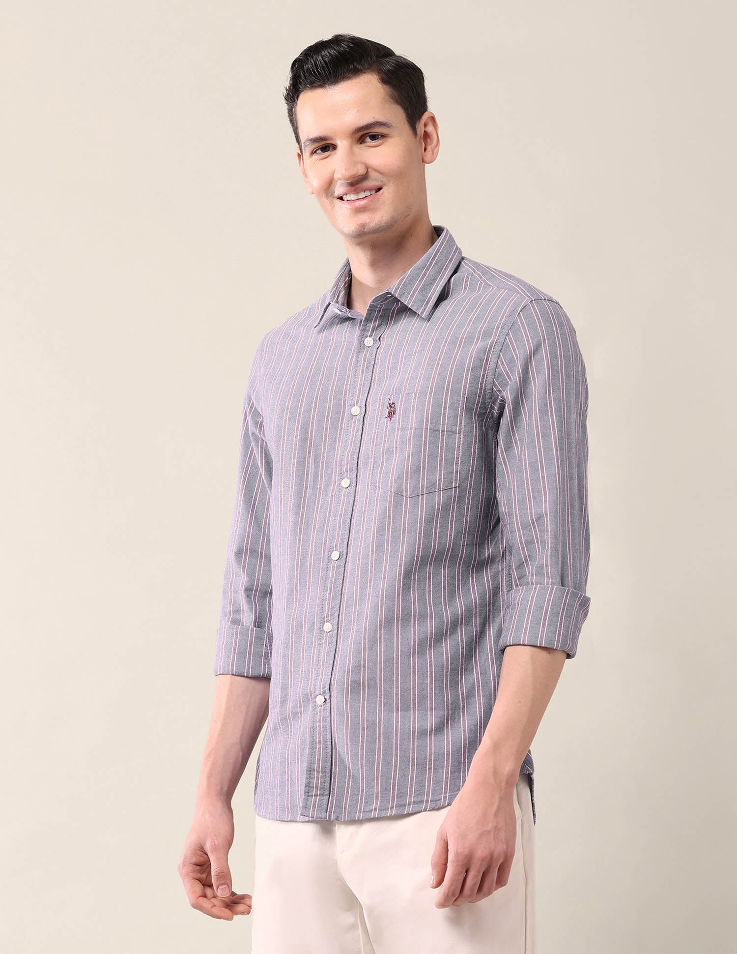 Vertical Striped Tailored Fit Shirt Navy - U.S. Polo Assn. India | Large