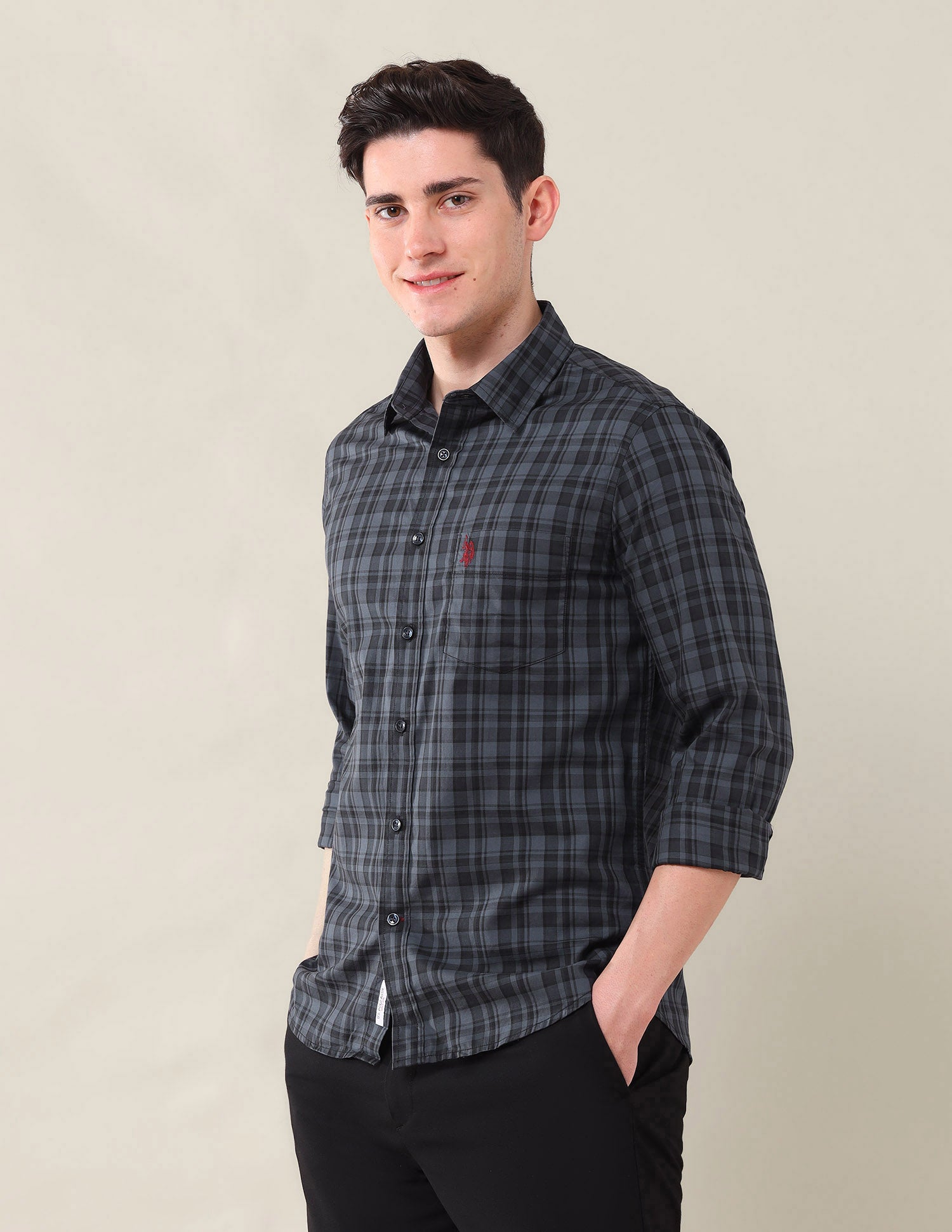 Tailored Fit Pure Cotton Shirt Teal - U.S. POLO ASSN. | Large