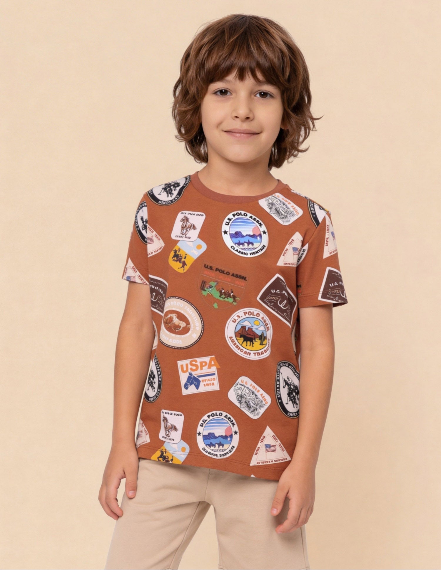 Graphic Brand Printed Regular Fit T-Shirt Brown - U.S. Polo Assn. India | Large