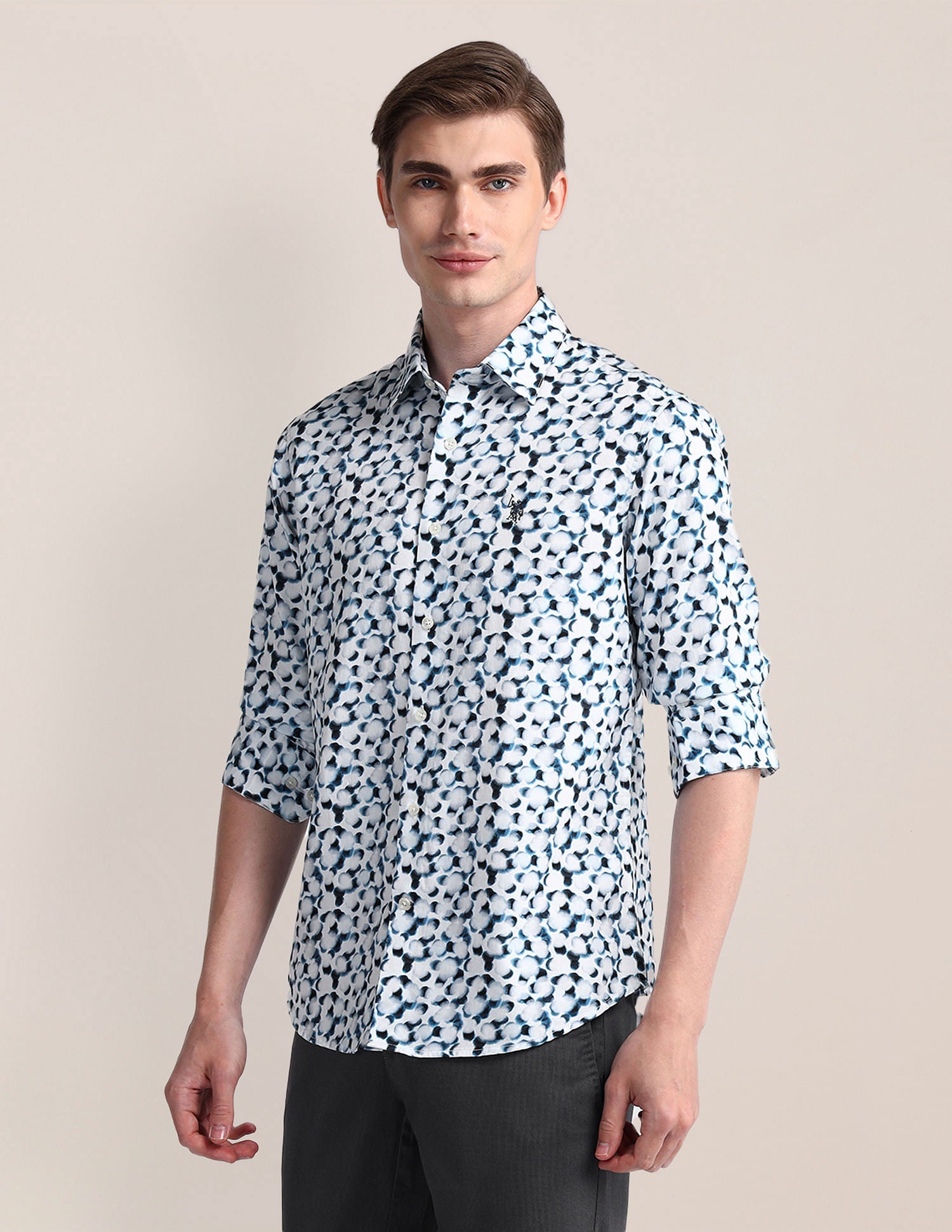 All Over Print Oxford Shirt Blue - U.S. Polo Assn. India | Large