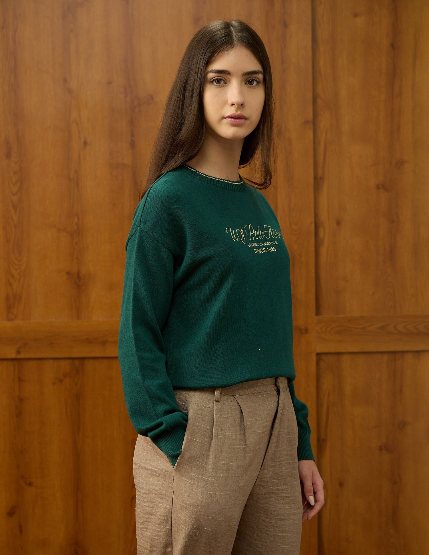 Regular Fit Brand Printed Sweater Green - U.S. POLO ASSN. | Large