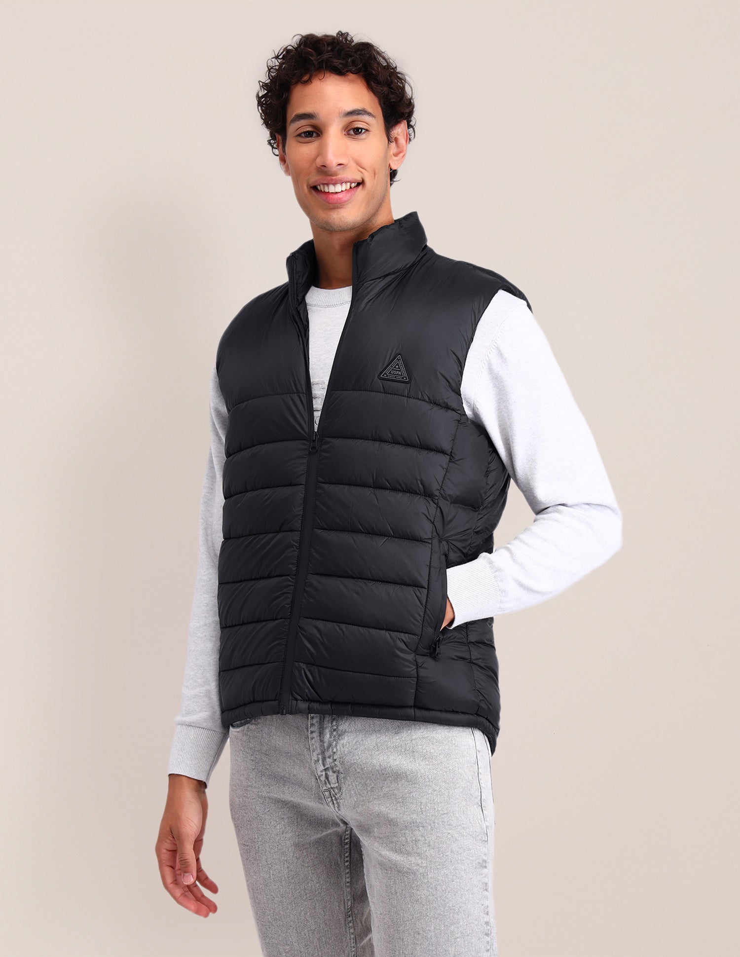 Solid Regular Fit Puffer Jacket Black - U.S. POLO ASSN. | Large