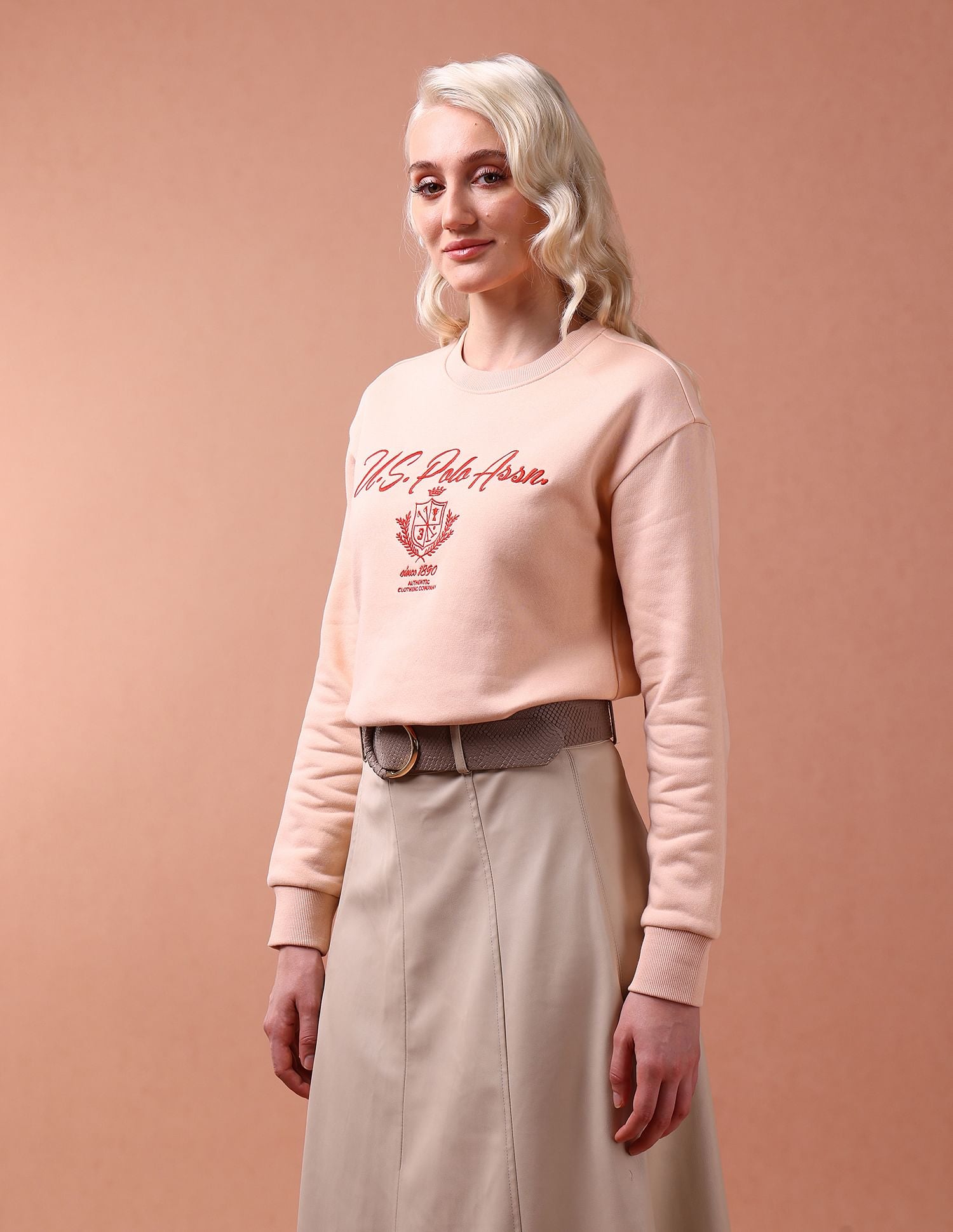 Regular Fit Embroidered Sweatshirt Pink - U.S. POLO ASSN. | Large