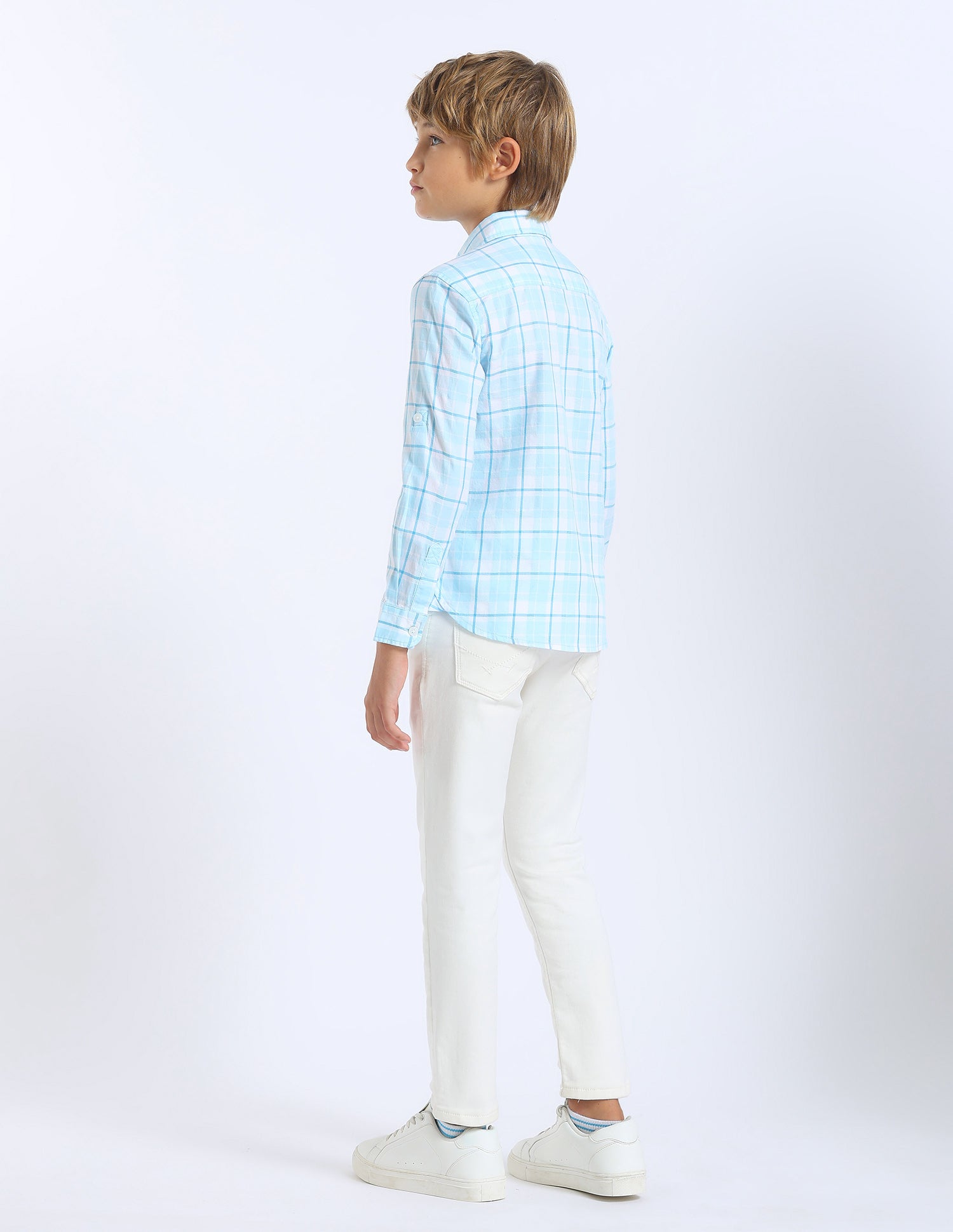 Boys Tartan Checked Regular Fit Shirt Blue - U.S. POLO ASSN. | Large