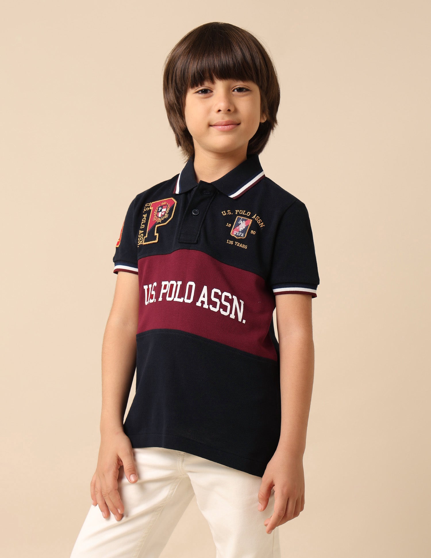 Boys Graphic Brand Printed Polo Shirt Navy - U.S. POLO ASSN. | Large