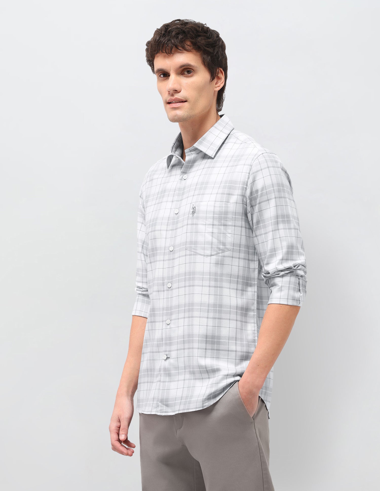 Tartan Checked Twill Shirt Grey - U.S. Polo Assn. India | Large