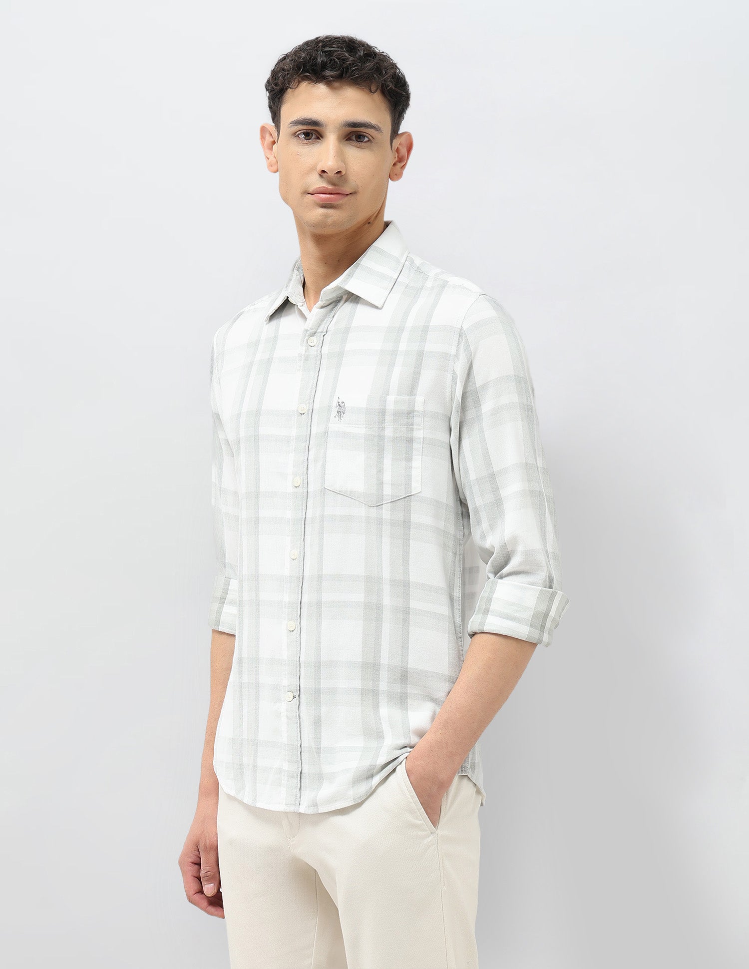 Corduroy Tailored Fit Shirt Grey - U.S. POLO ASSN. | Large