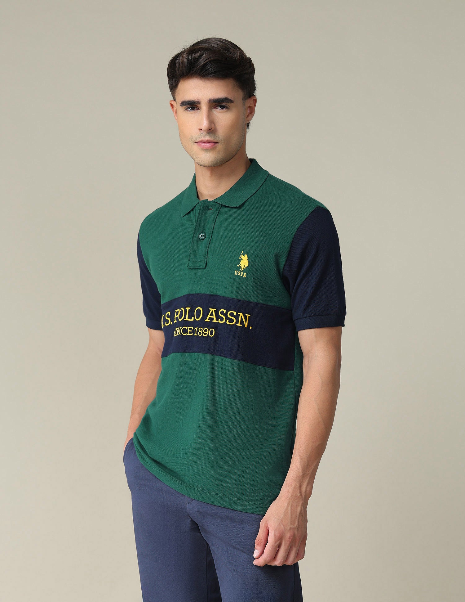 Embroidered Rugby Polo Shirt Dark Green - U.S. POLO ASSN. | Large