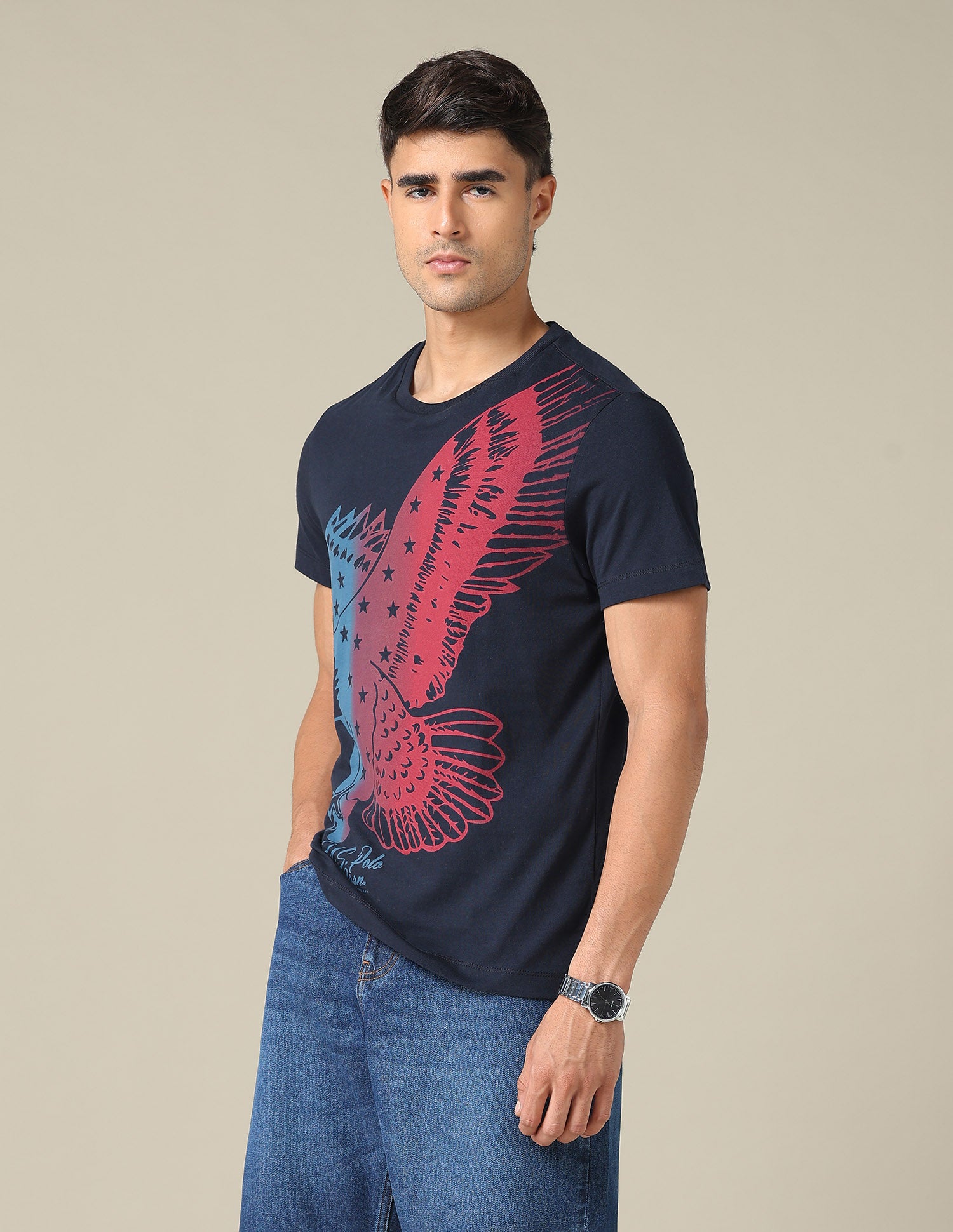 Graphic Printed Muscle Fit T-Shirt Navy - U.S. POLO ASSN. | Large