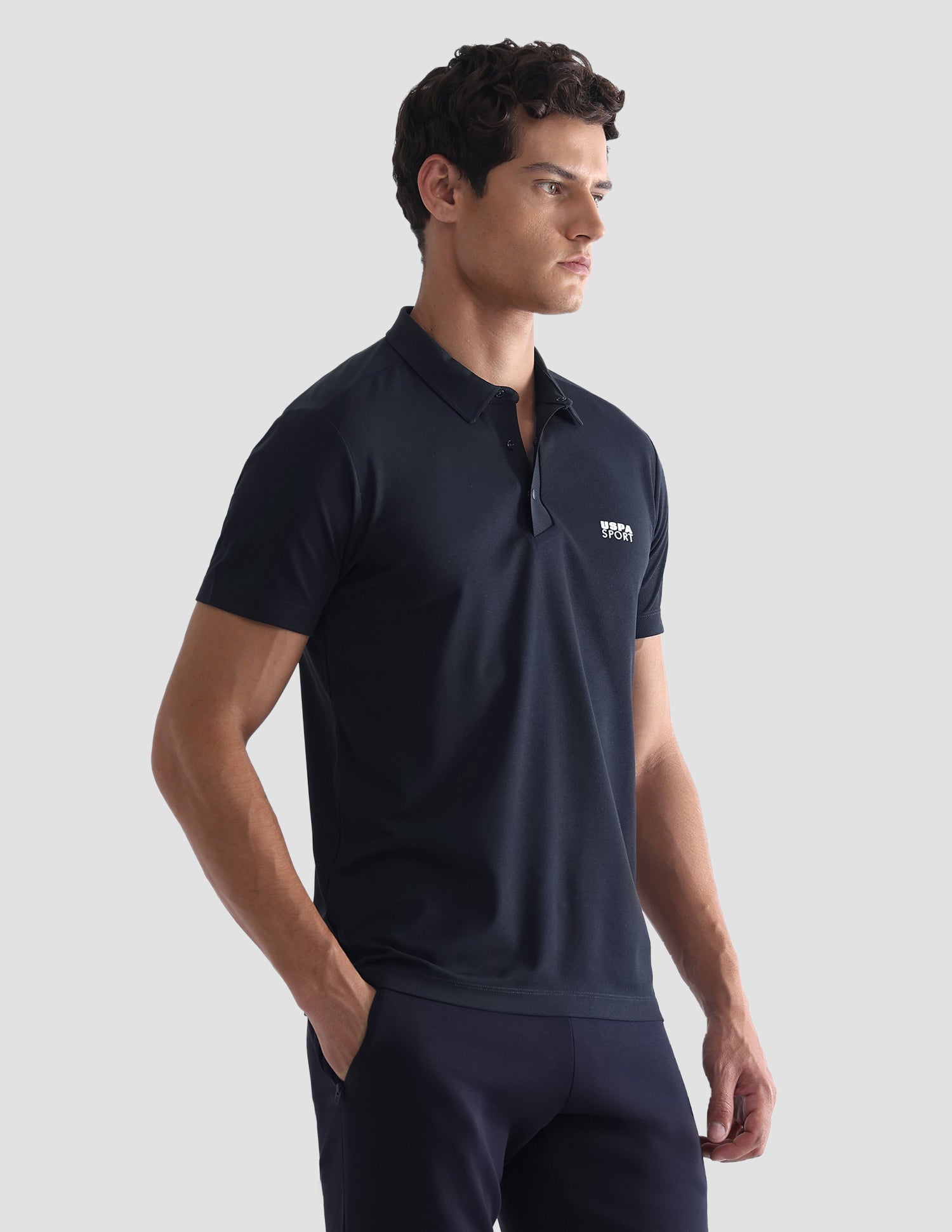 Solid Slim Fit Active Polo Shirt Navy - U.S. Polo Assn. India | Large