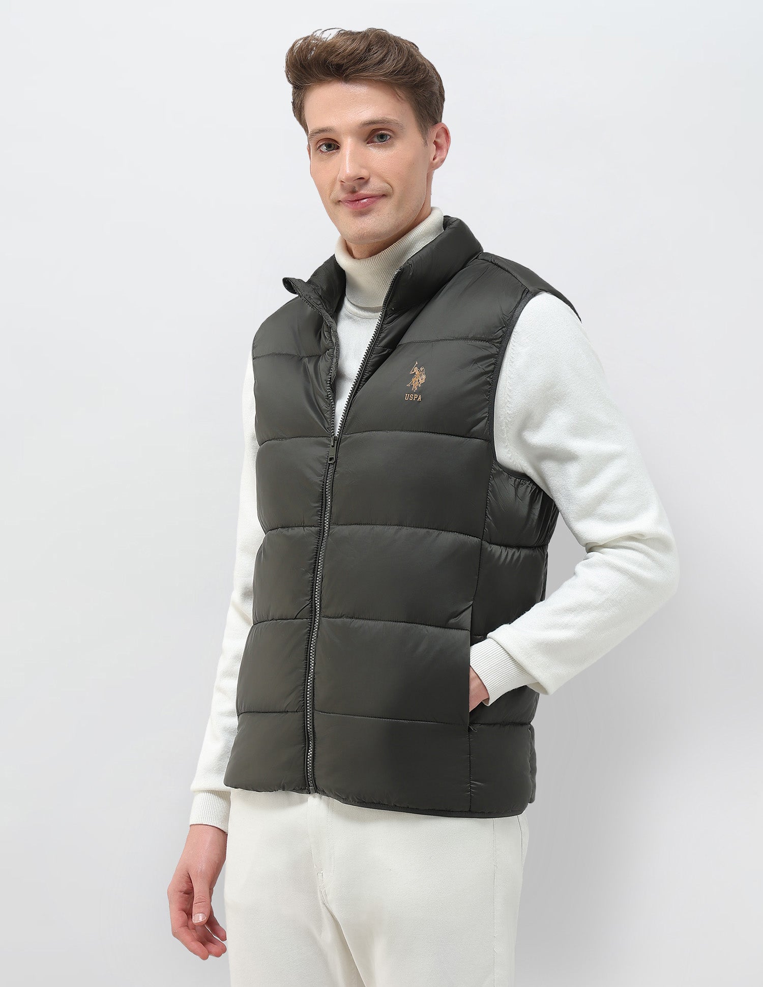 Regular Fit Packable Puffer Jacket Dark Olive - U.S. Polo Assn. India | Large