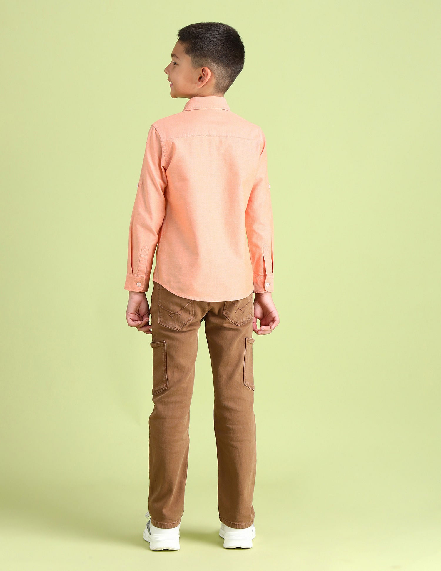 Dobby Regular Fit Solid Shirt Light Orange - U.S. POLO ASSN. | Large