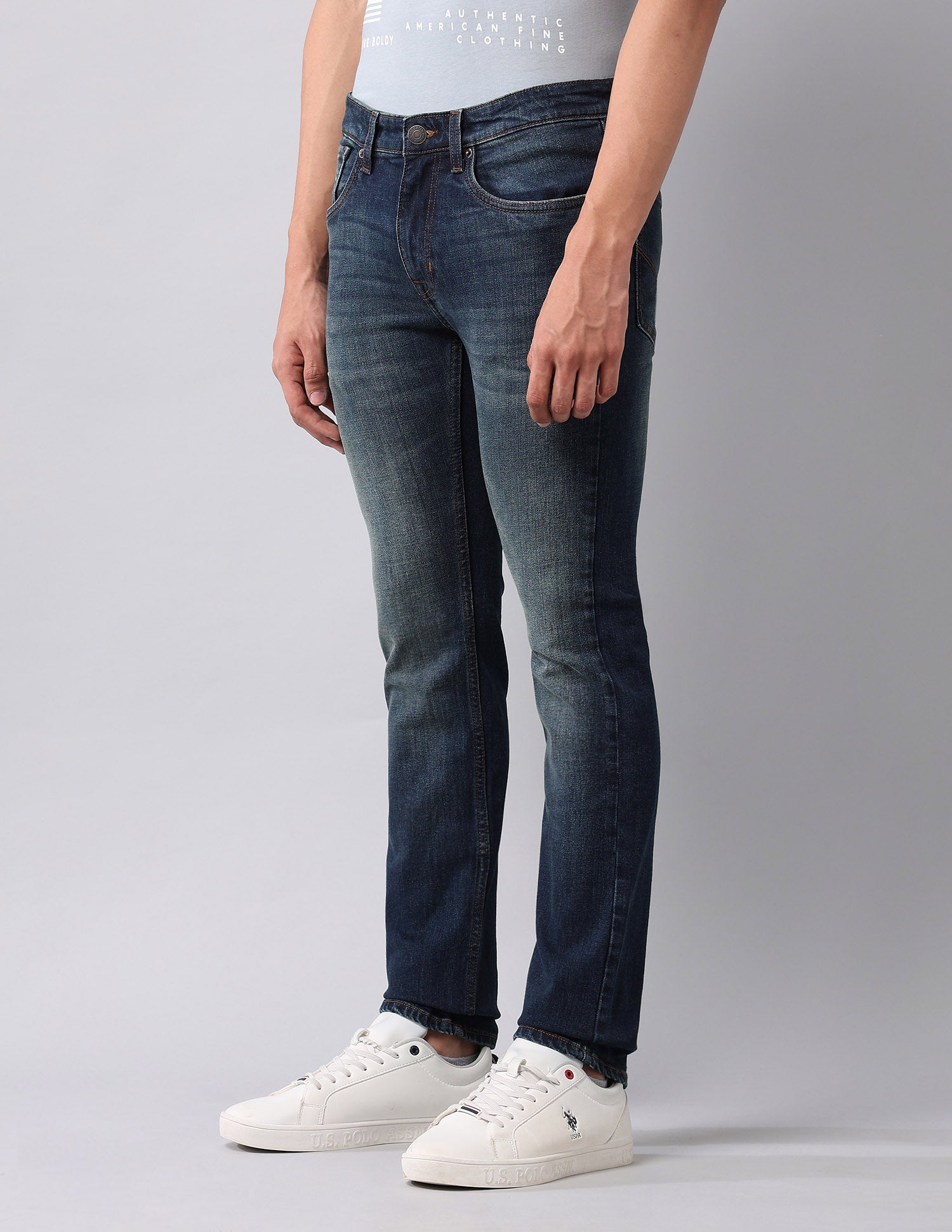 Regallo Skinny Fit Blue Jeans Mid Wash - U.S. Polo Assn. India | Large