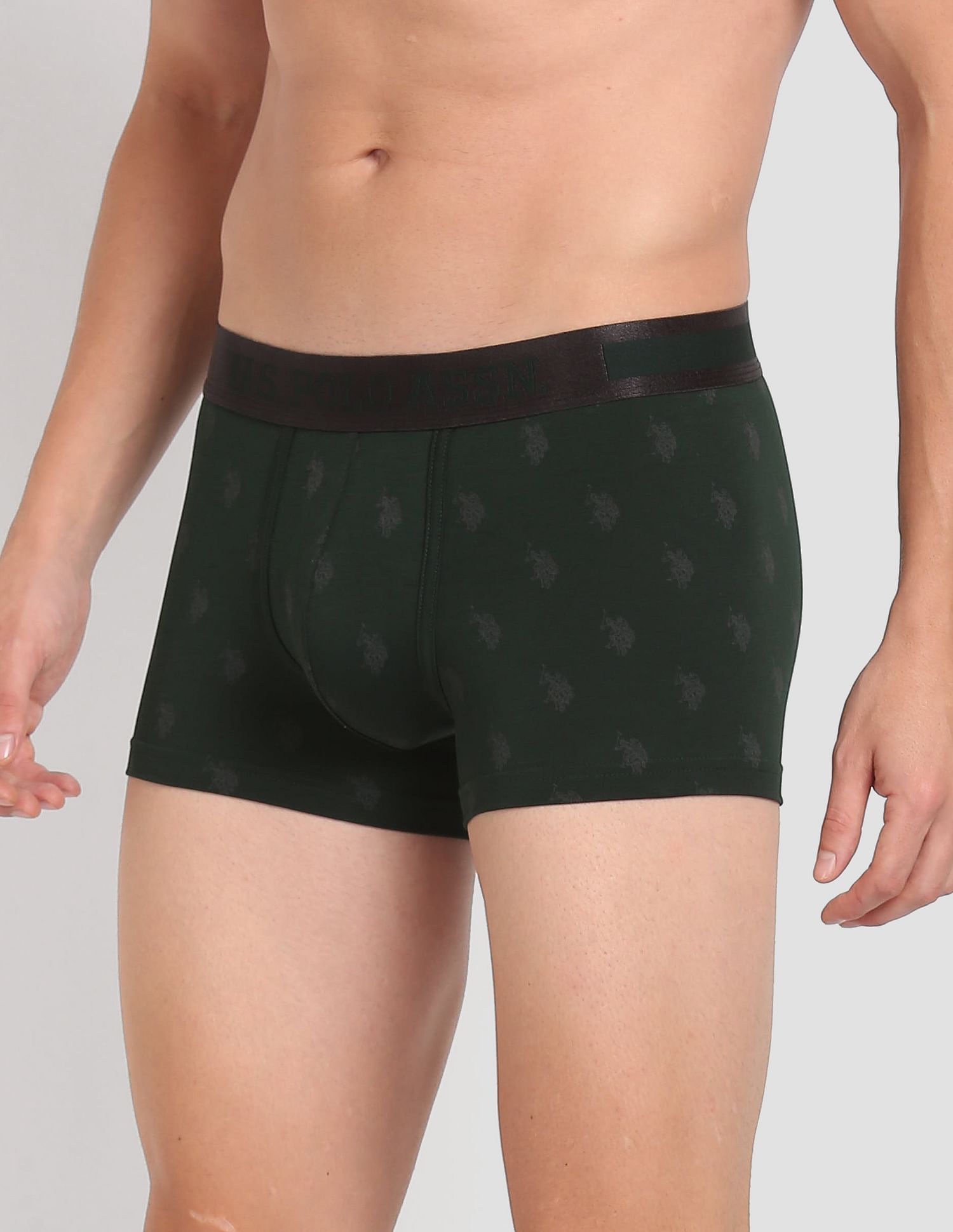 Mid Rise Brand Print PT002 Premium Trunks - Pack Of 1 Scarab - U.S. POLO ASSN. | Large