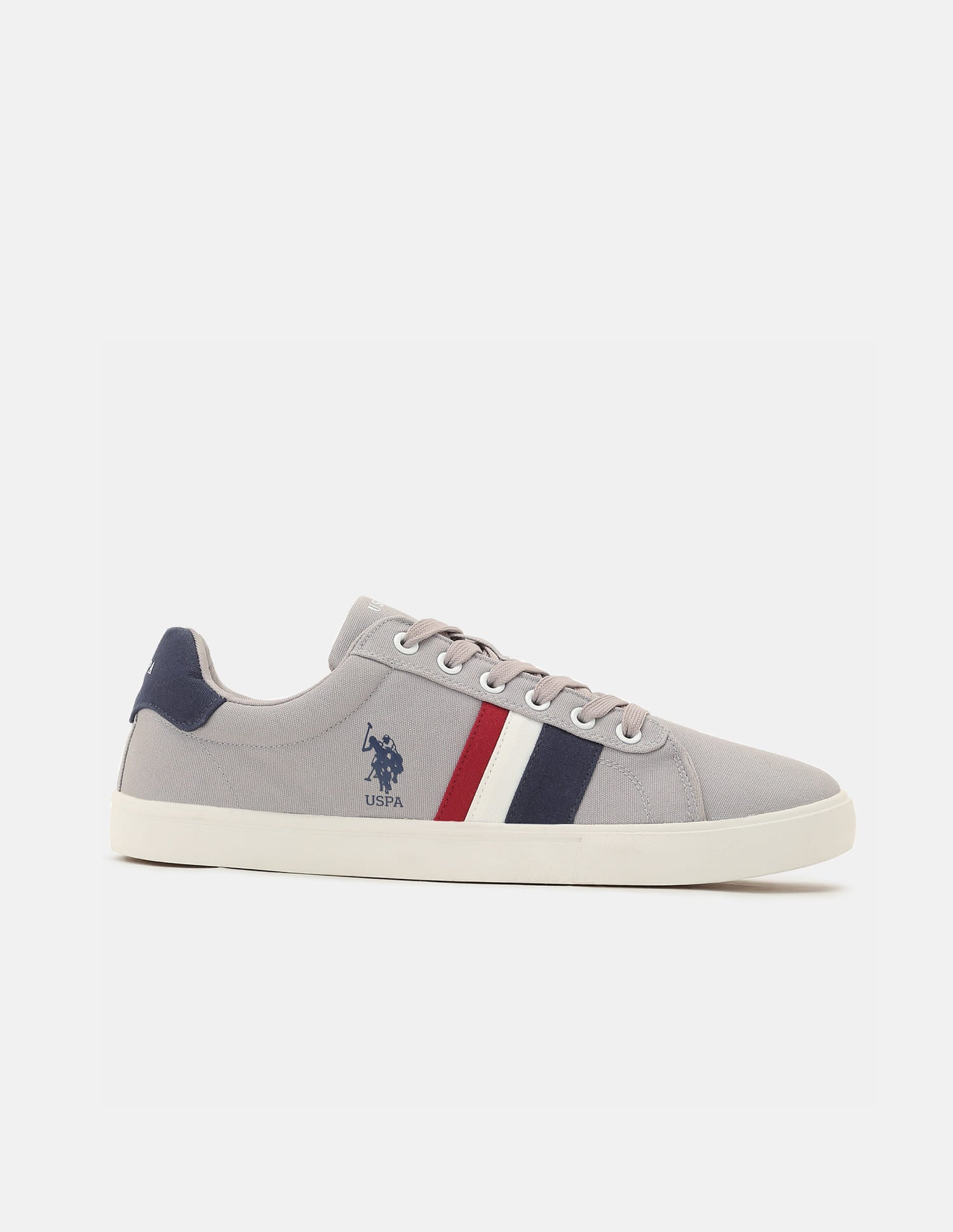 Men Striped Round Toe Abor 5.0 Sneakers Grey - U.S. Polo Assn. India | Large