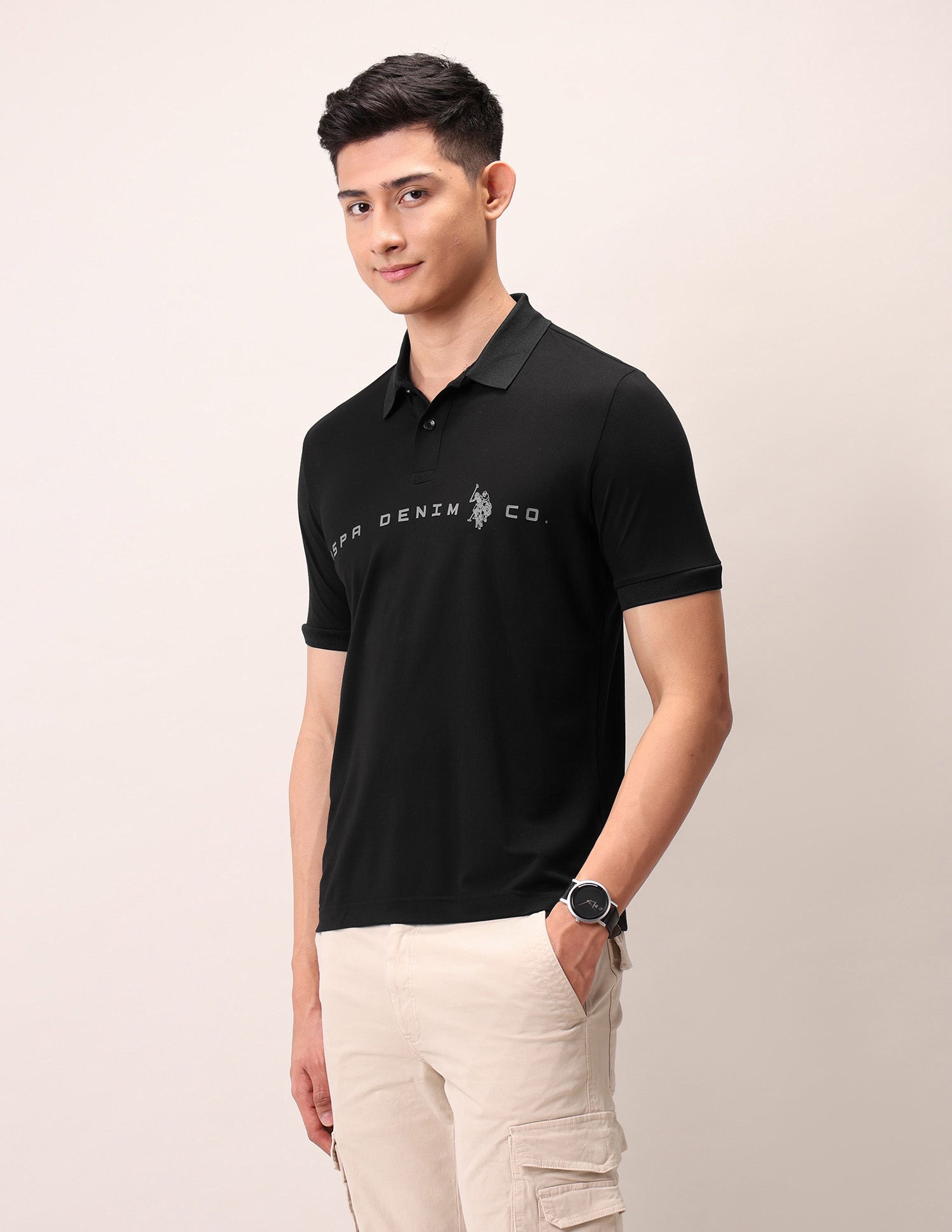 Muscle Fit Outdoor Polo Shirt Black - U.S. Polo Assn. India | Large