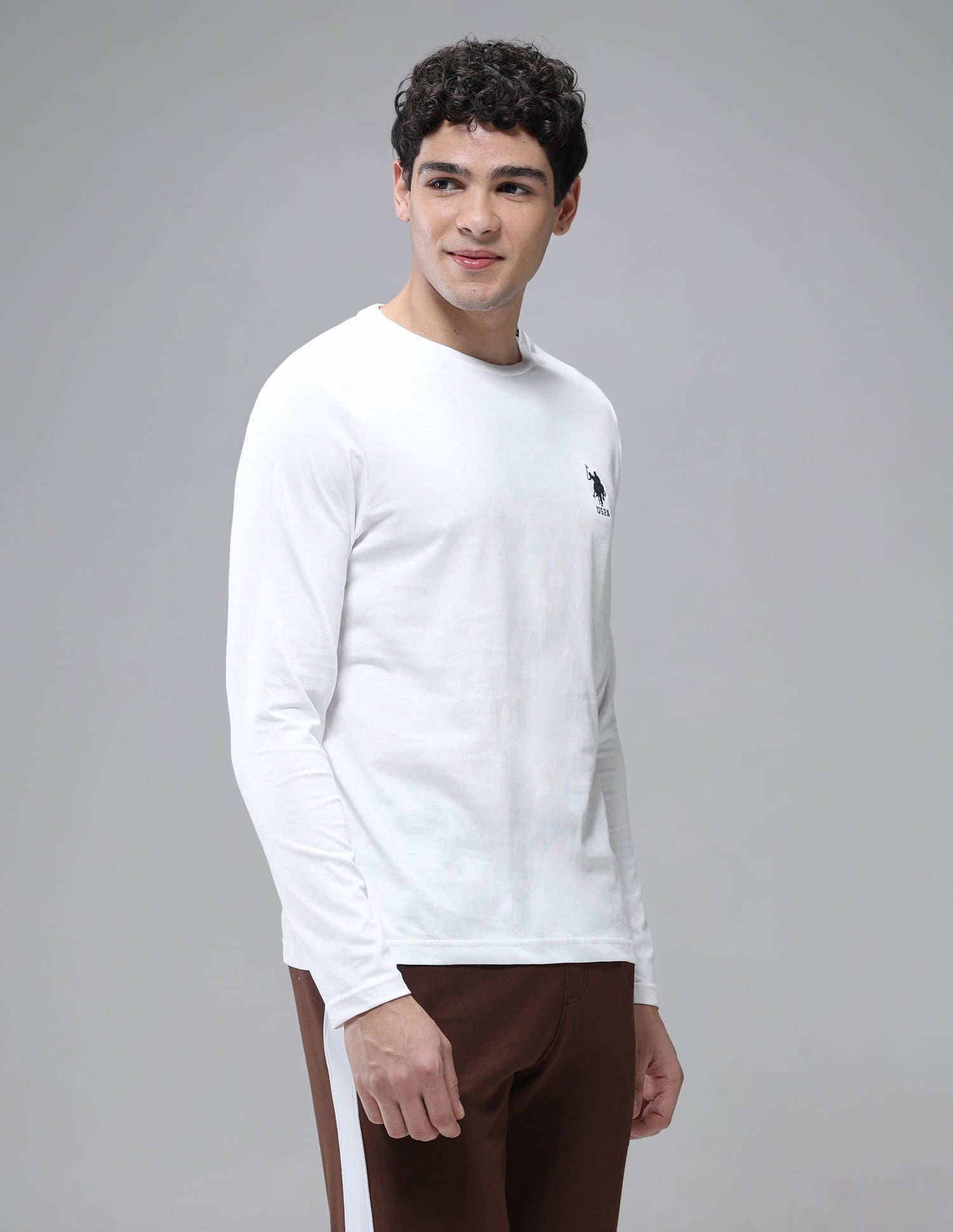 Pure Cotton Long Sleeve I693 Lounge T-Shirt - Pack Of 1 White - U.S. Polo Assn. India | Large