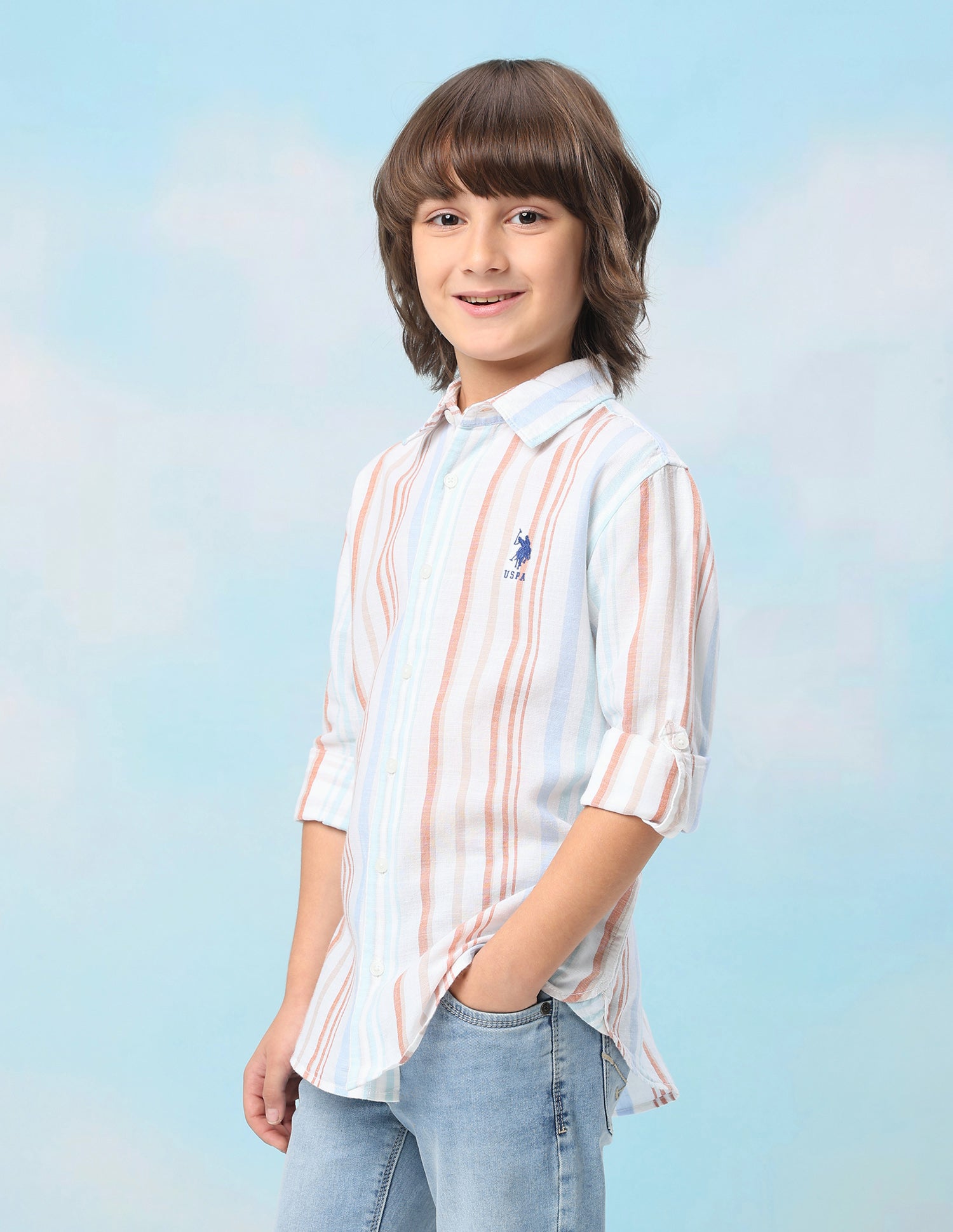 Vertical Striped Regular Shirt White - U.S. Polo Assn. India | Large