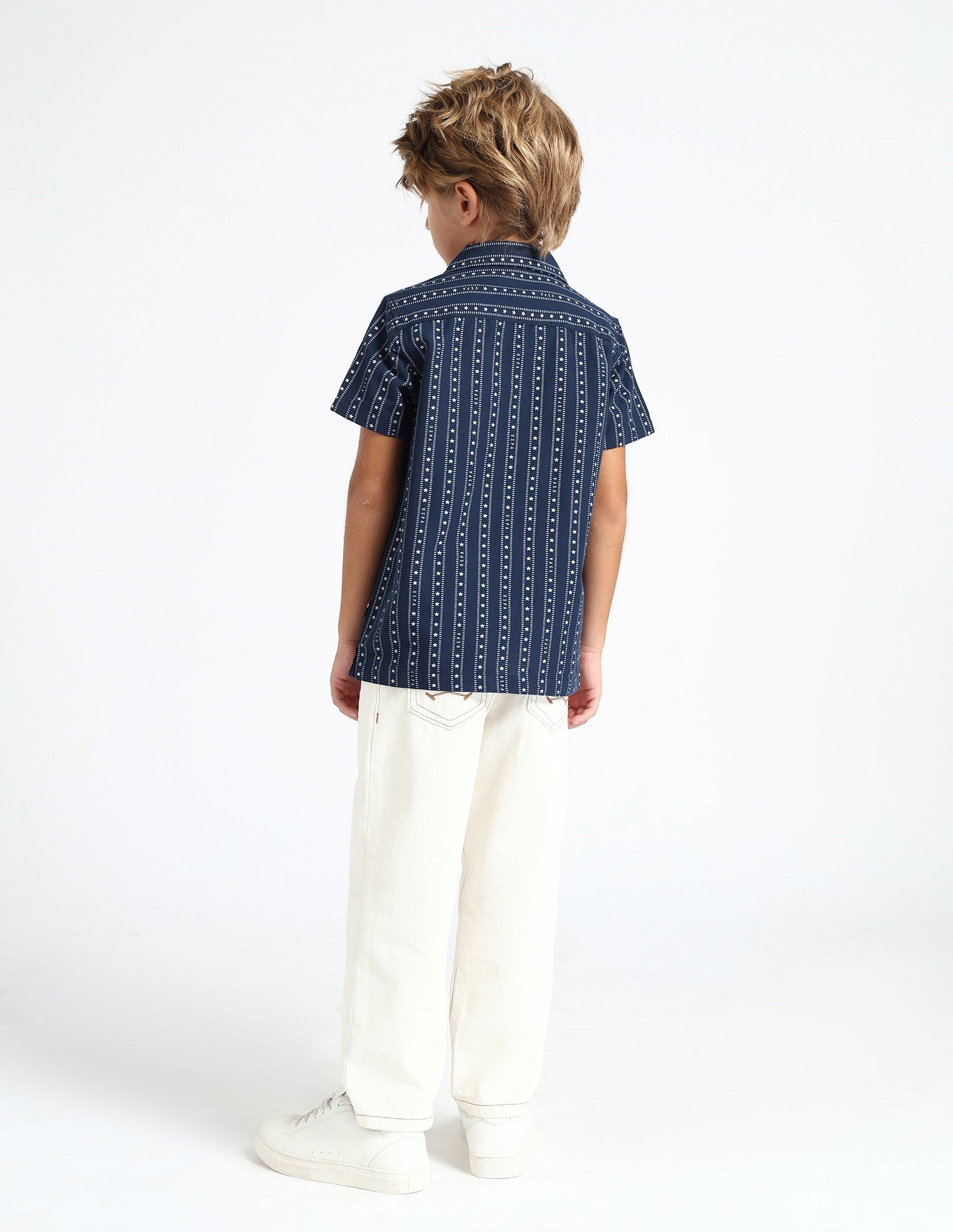 Boys Geometric Printed Relaxed Fit Shirt Navy - U.S. POLO ASSN. | Large