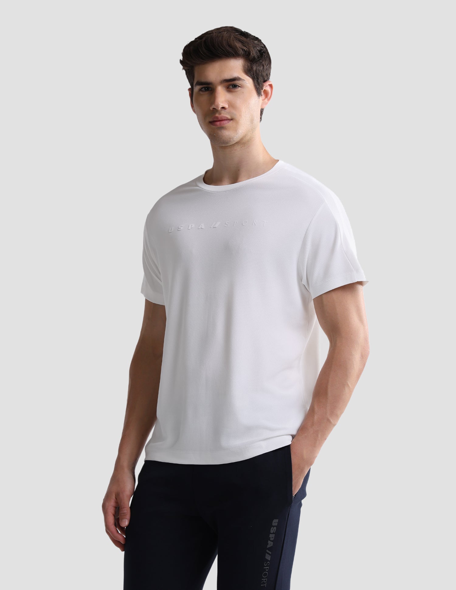 Solid Slim Fit Active T-Shirt White - U.S. Polo Assn. India | Large