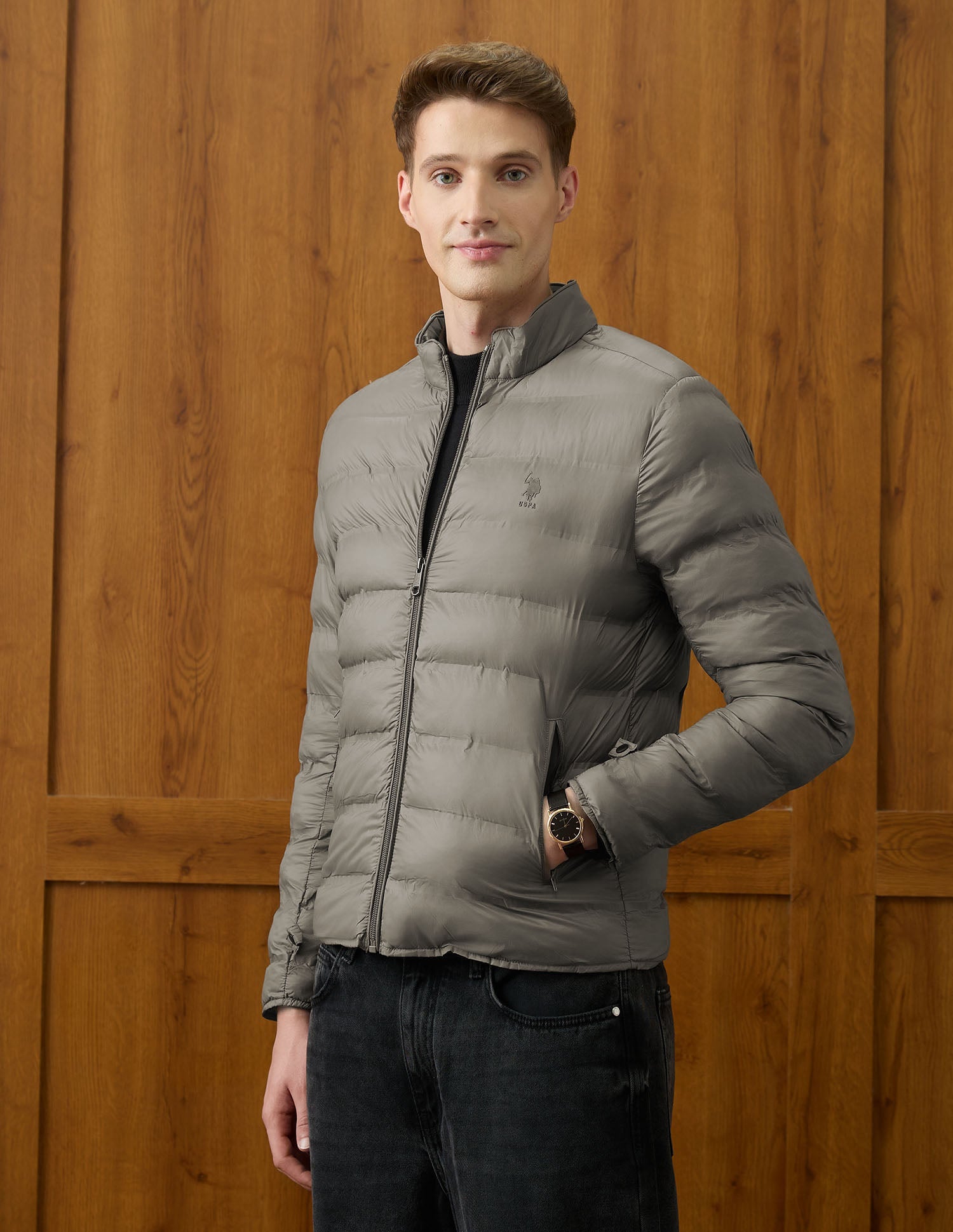 Reversible Equestrian Aisle Theater Jacket Light Brown - U.S. Polo Assn. India | Large