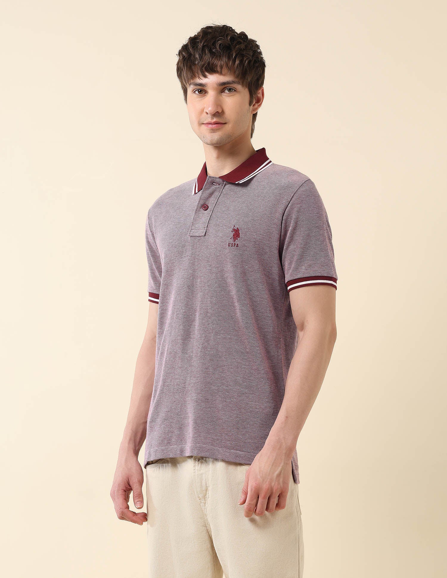 Heathered Classic Polo Shirt Wine - U.S. Polo Assn. India | Large