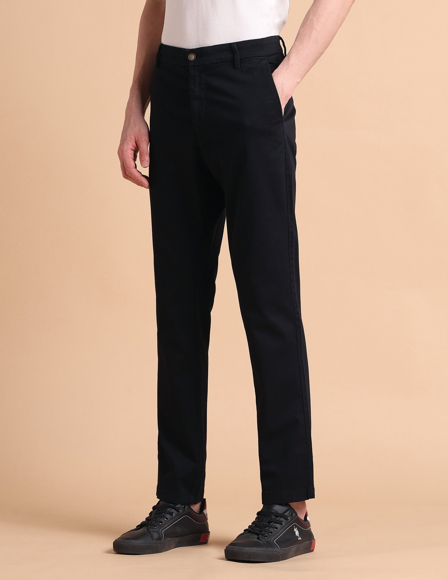 Super Slim Fit Satin Trousers Dark Navy - U.S. POLO ASSN. | Large