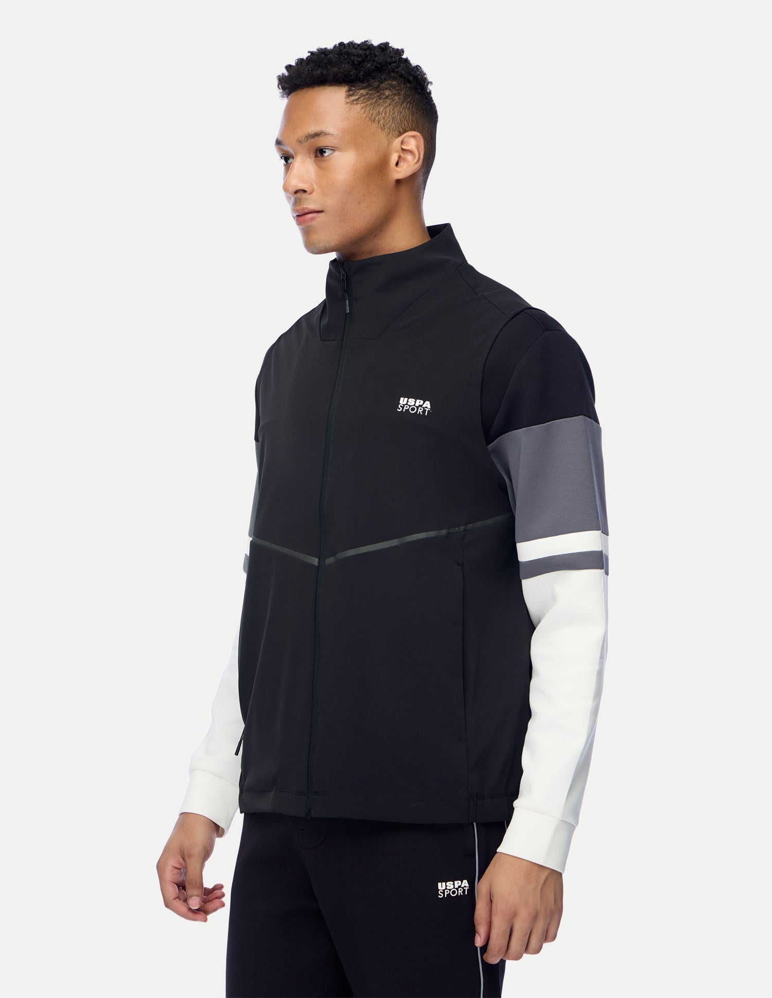 Solid Regular Fit Active Jacket Black - U.S. Polo Assn. India | Large