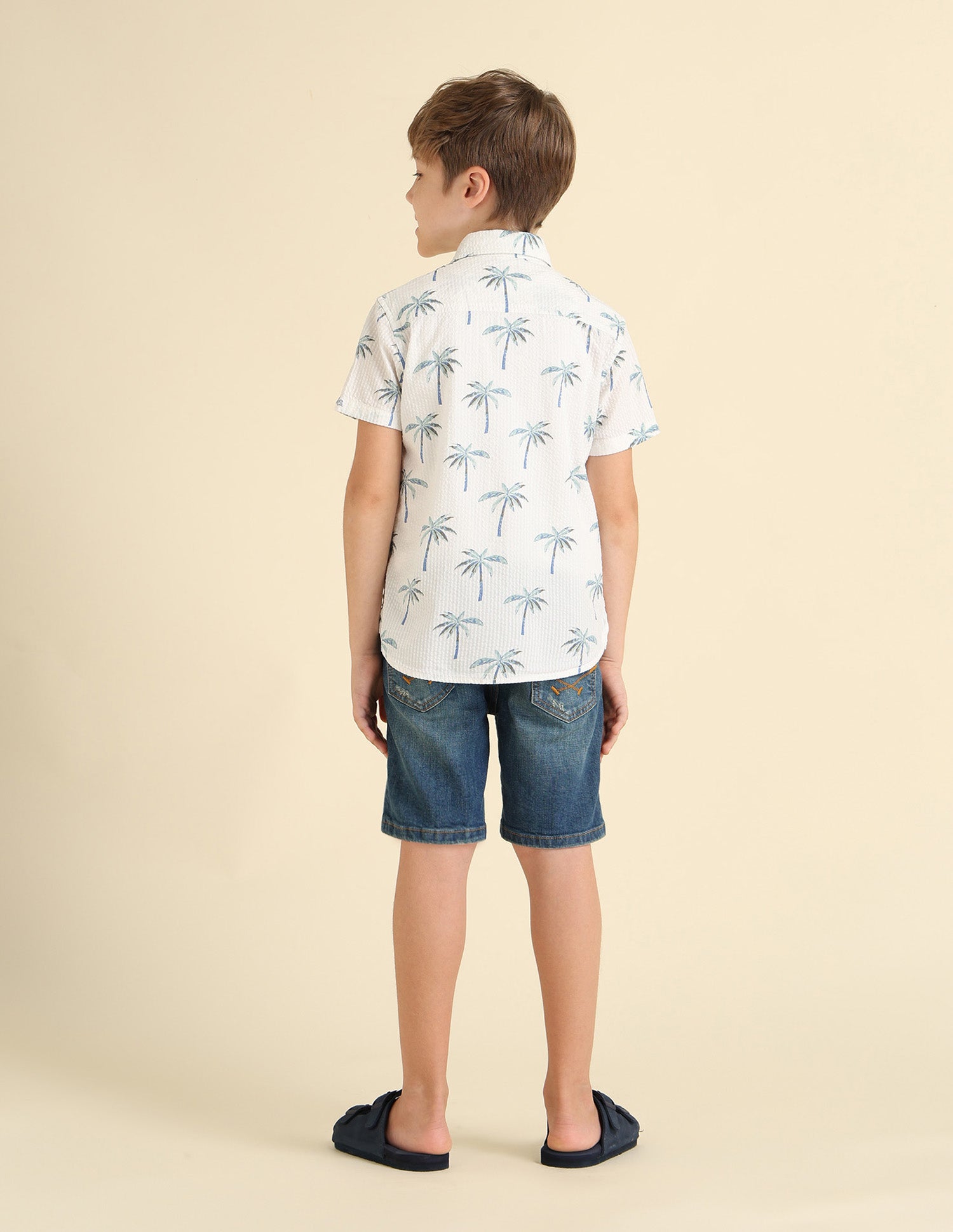 Boys Tropical Printed Boxy Fit Shirt Ecru - U.S. POLO ASSN. | Large
