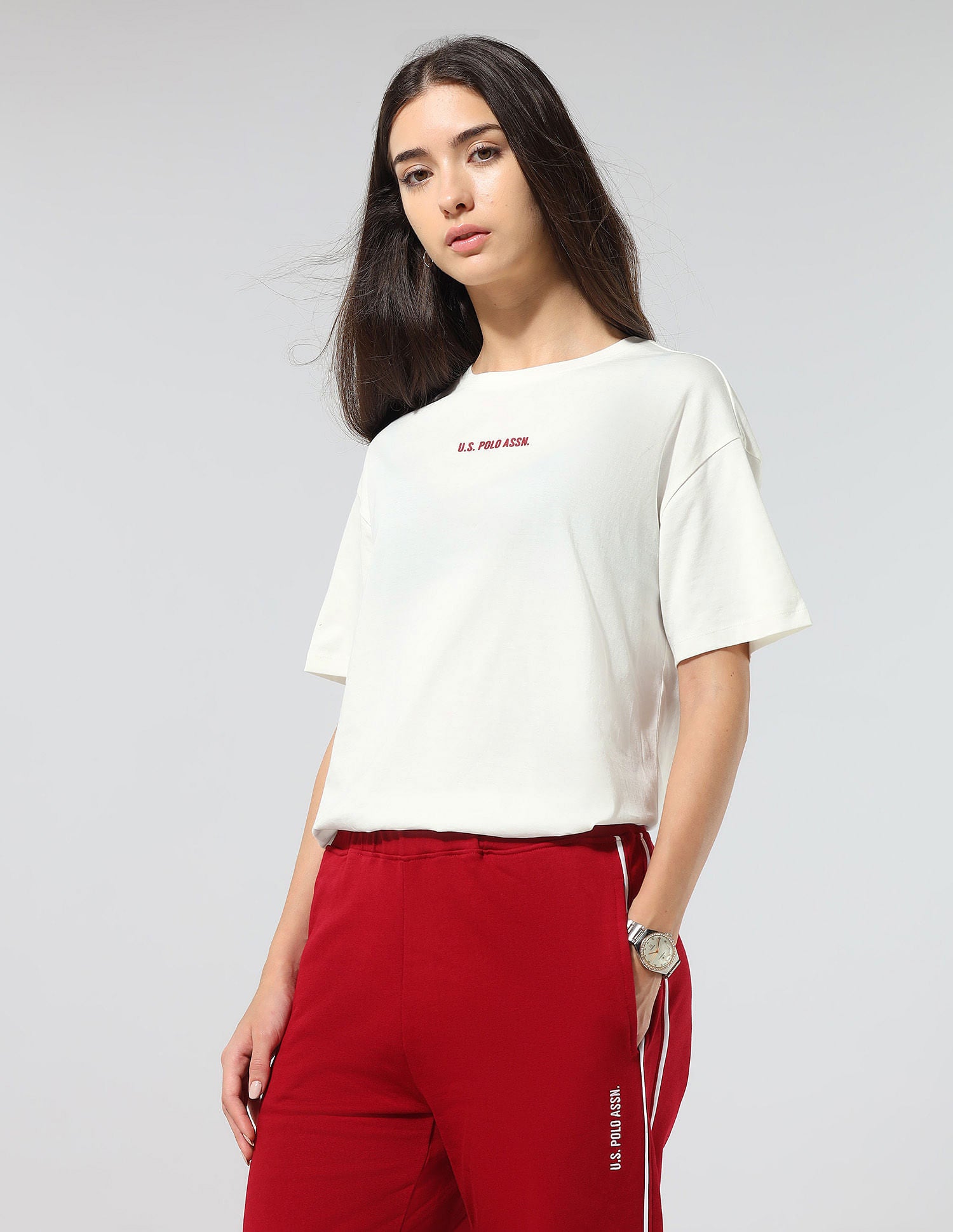 Boyfriend Fit Brand Printed Lounge T-Shirt Off White - U.S. POLO ASSN. | Large