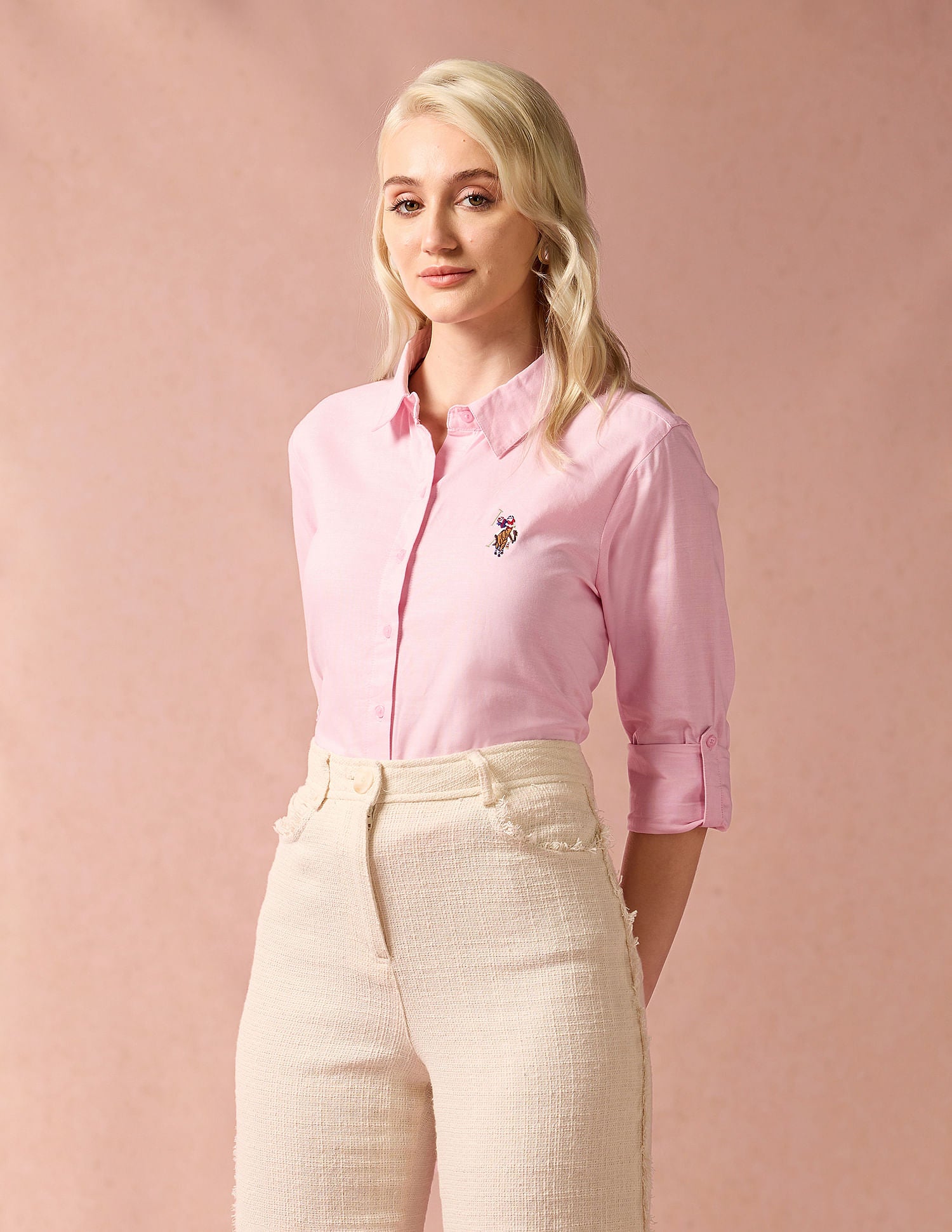 Embroidered Logo Oxford Shirt Turquoise - U.S. POLO ASSN. | Large