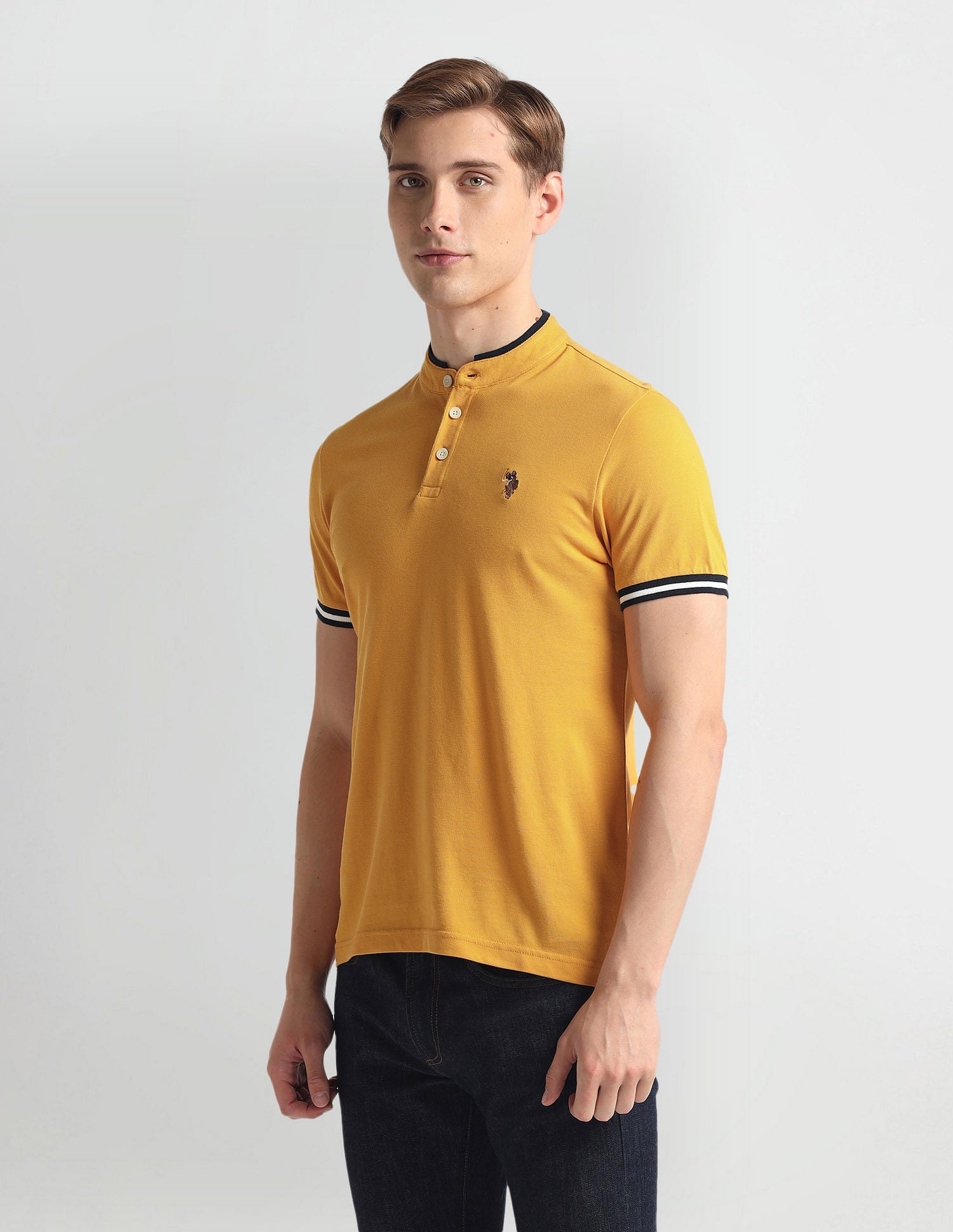 Solid Muscle Fit T-Shirt Mustard - U.S. Polo Assn. India | Large
