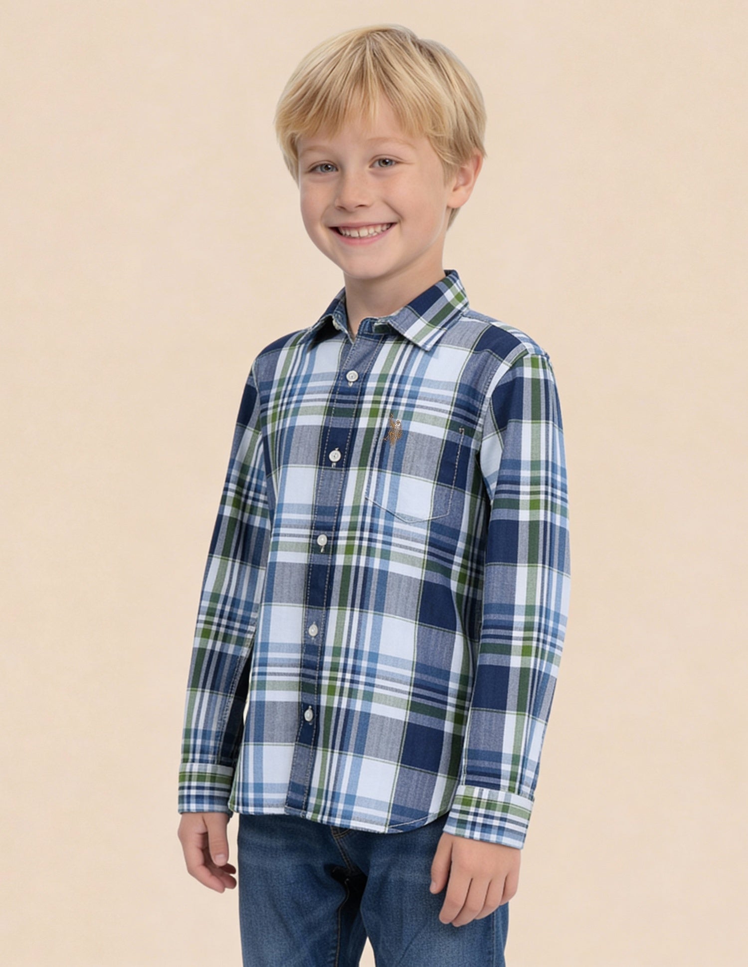 Tartan Checked Twill Shirt Indigo - U.S. Polo Assn. India | Large