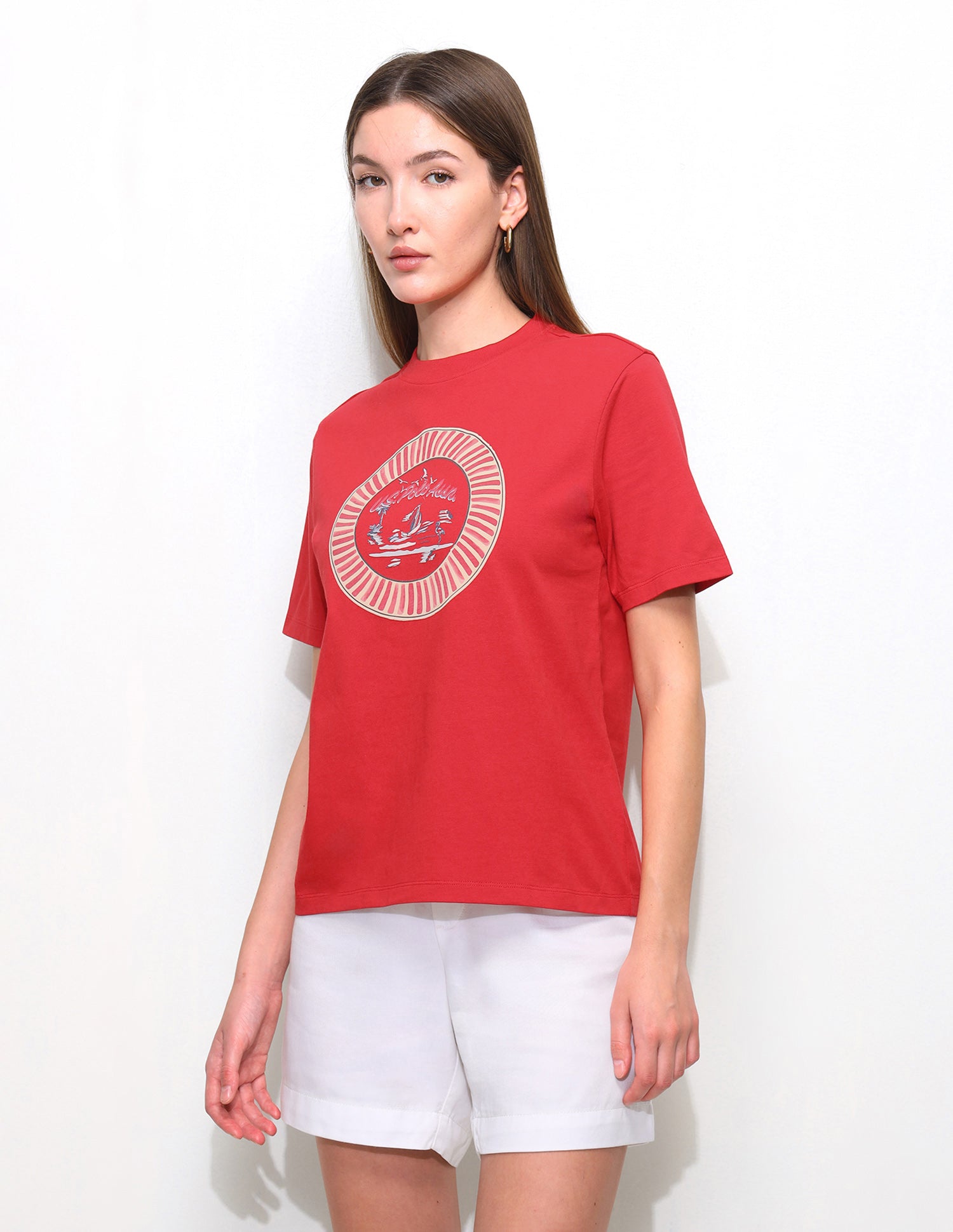 Digital Graphic Brand Printed Boxy Fit T-Shirt Red - U.S. Polo Assn. India | Large