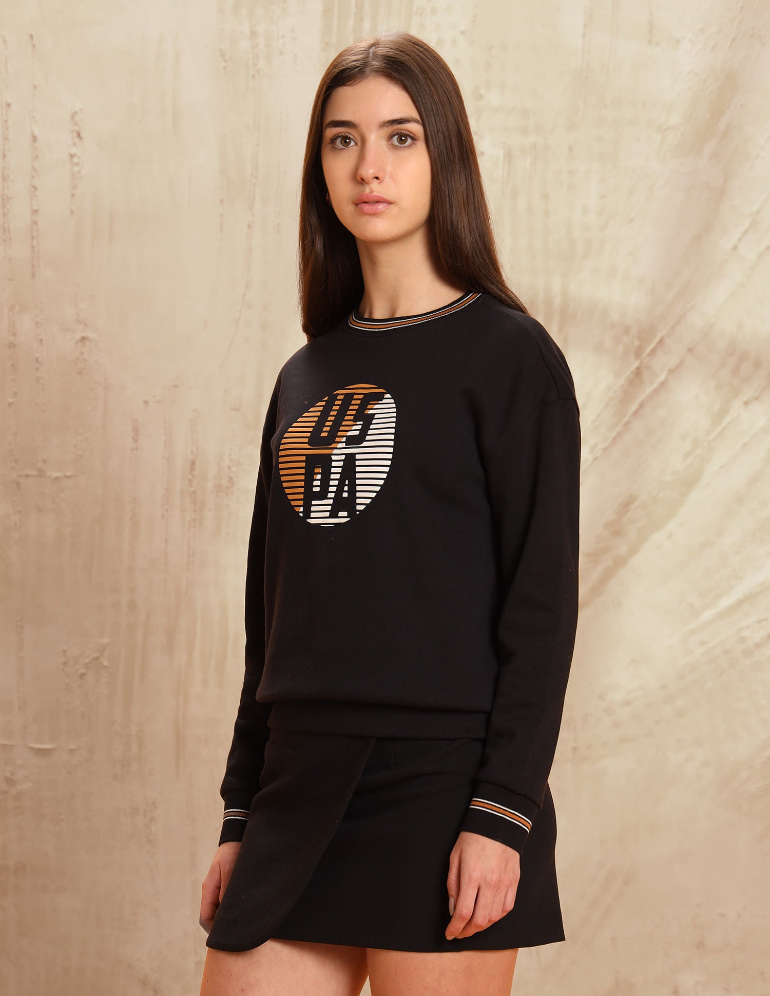 Brand Printed Regular Fit Sweatshirt Black - U.S. POLO ASSN. | Large