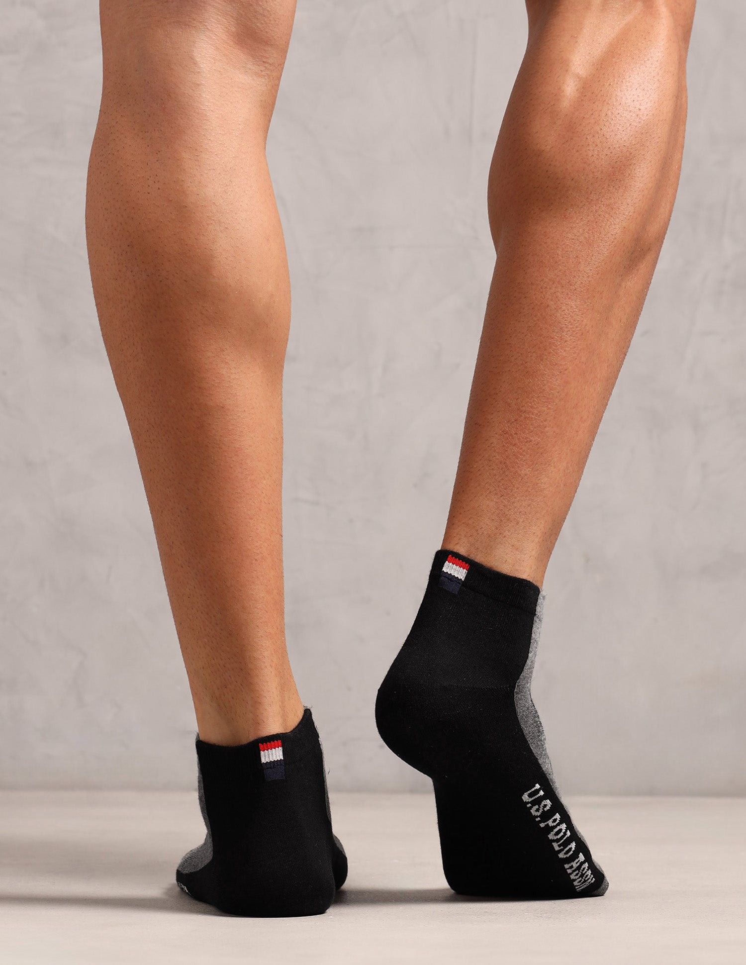 Ankle Length Stretch ES011 Socks - Pack Of 3 Anthra Mel, Black, Anthra Mel - U.S. Polo Assn. India | Large