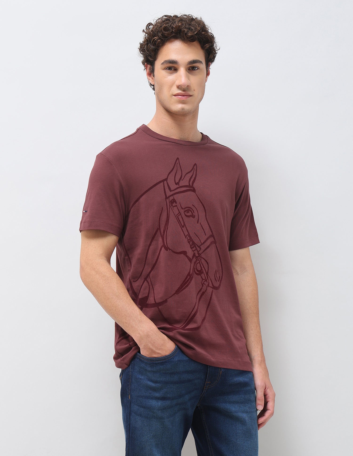 Graphic Printed Slim Fit T-Shirt Maroon - U.S. Polo Assn. India | Large