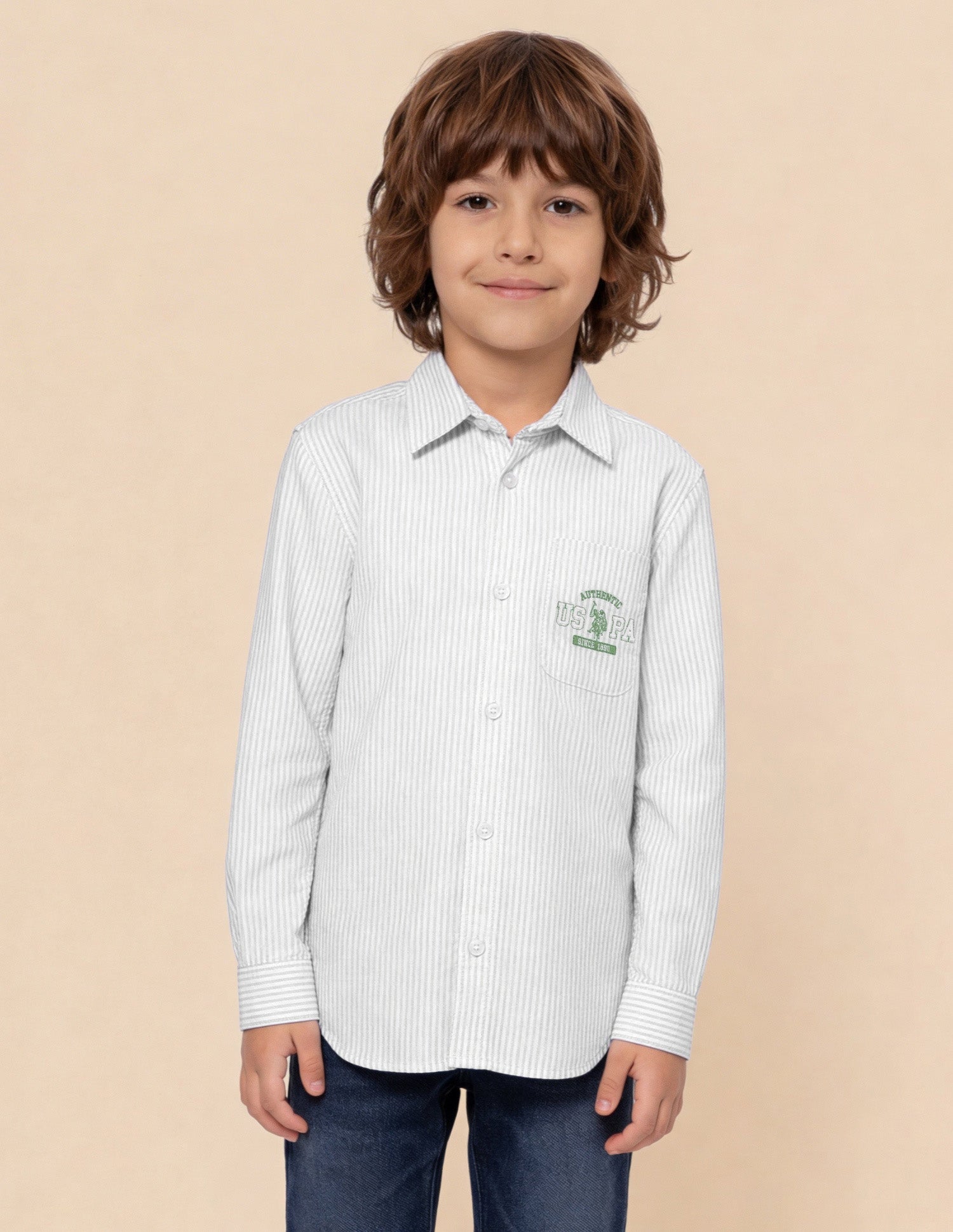 Vertical Striped Oxford Shirt Green - U.S. Polo Assn. India | Large