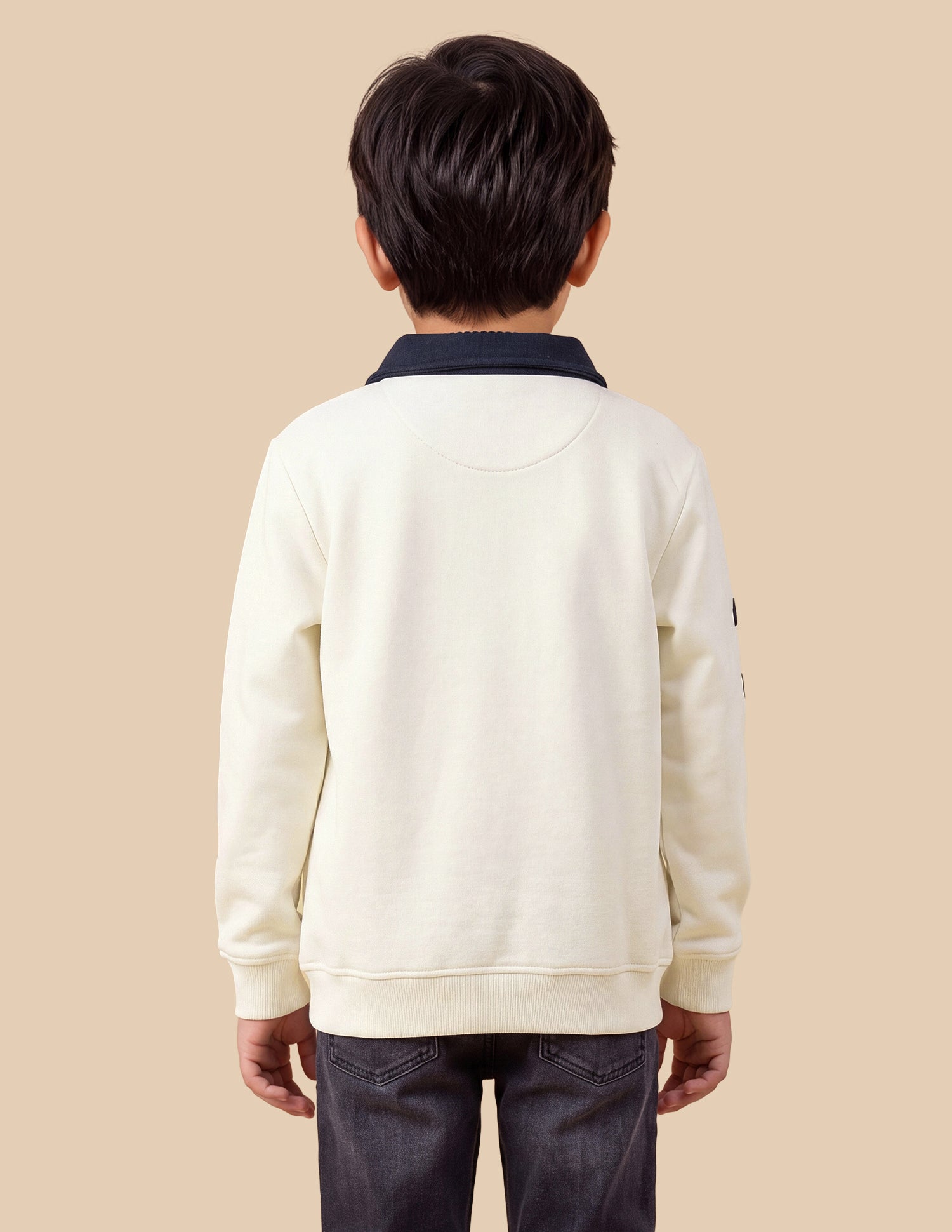 Solid Regular Fit Sweatshirt Off White - U.S. Polo Assn. India | Large