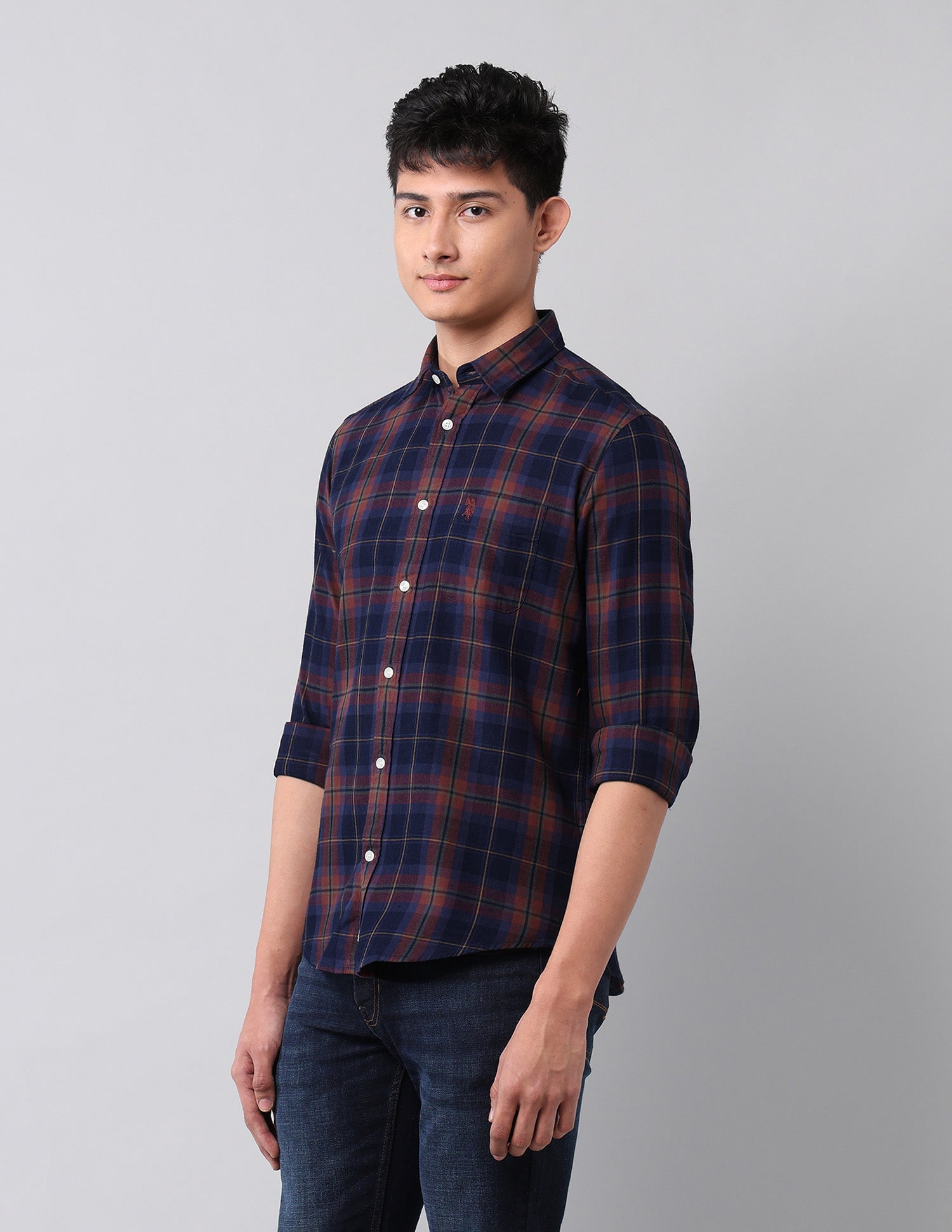 Tartan Checked Regular Fit Shirt Indigo - U.S. Polo Assn. India | Large