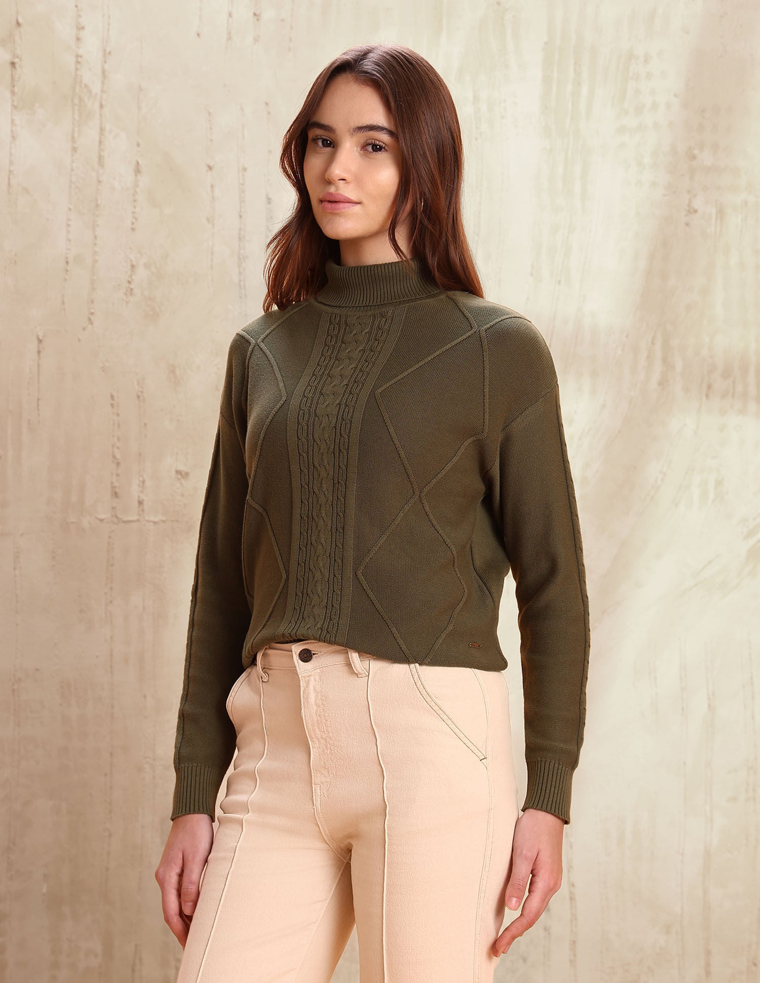 Patterned Knit Regular Fit Sweater Green - U.S. POLO ASSN. | Large