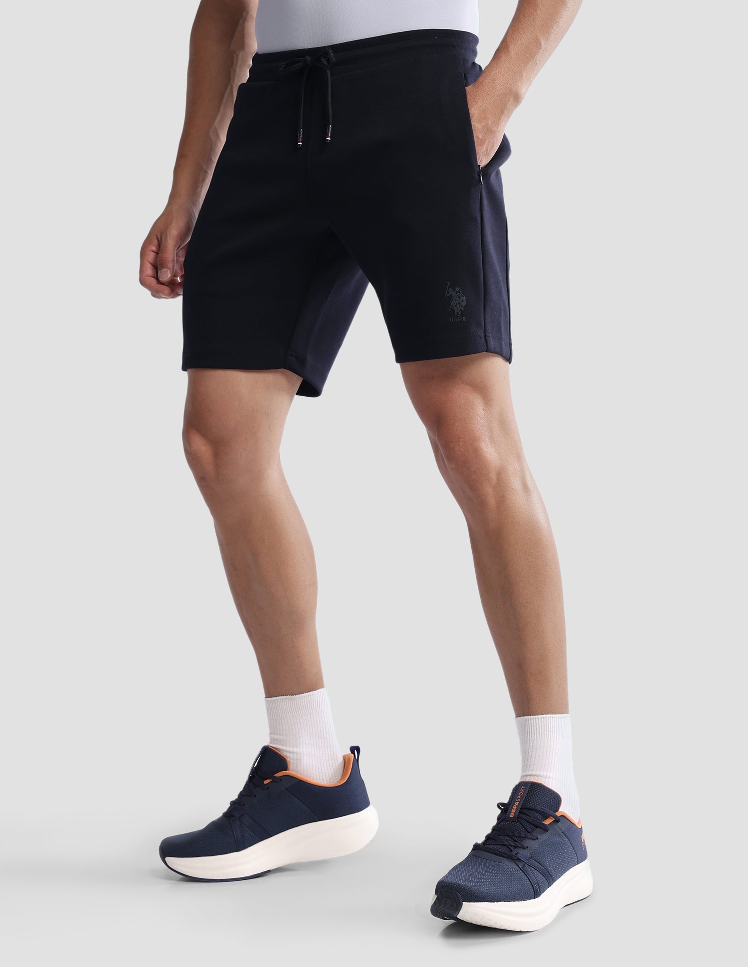 Mid Rise Solid Active Shorts Navy - U.S. Polo Assn. India | Large